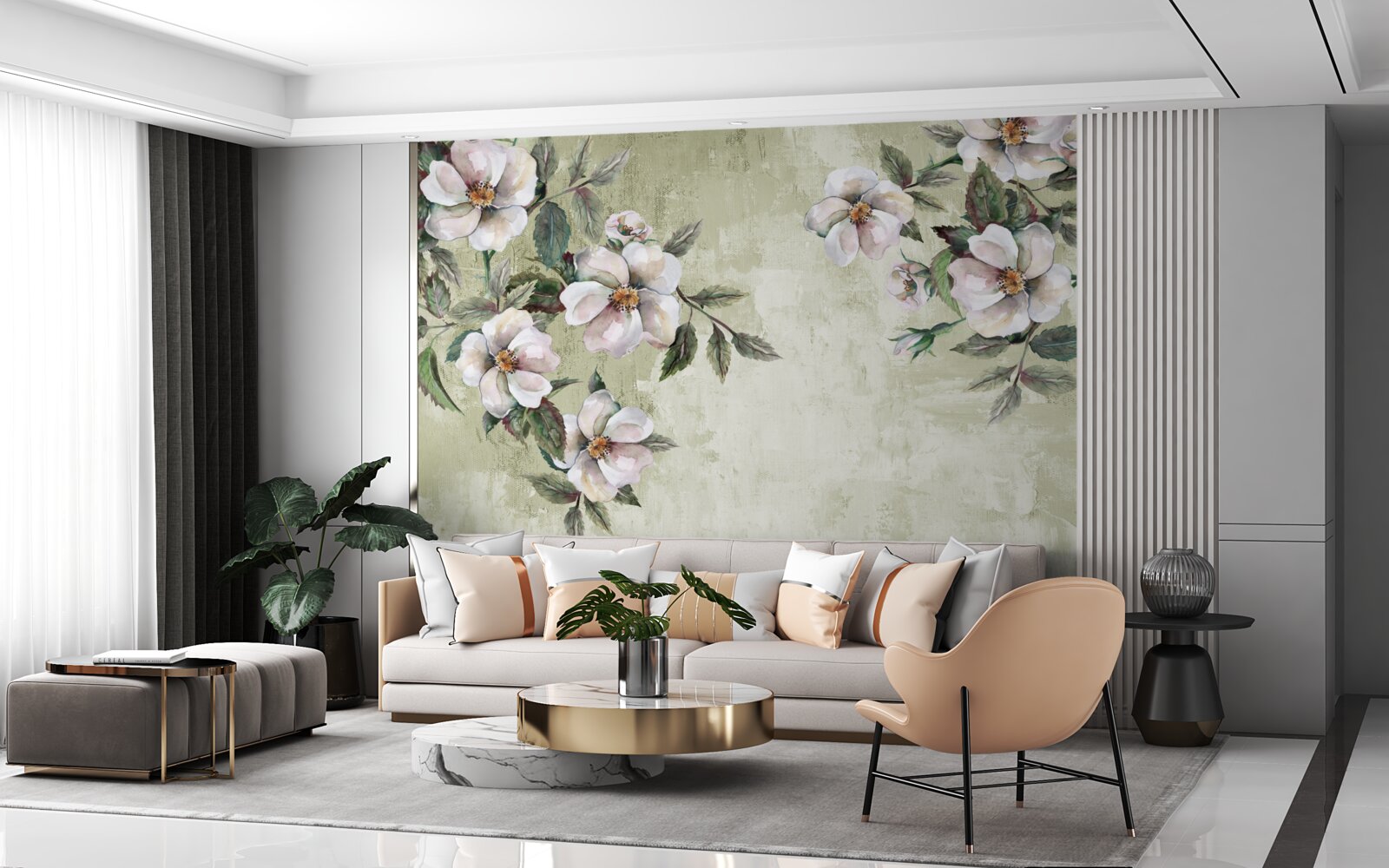 Papier peint les branches étendues du magnolia blanc comme neige