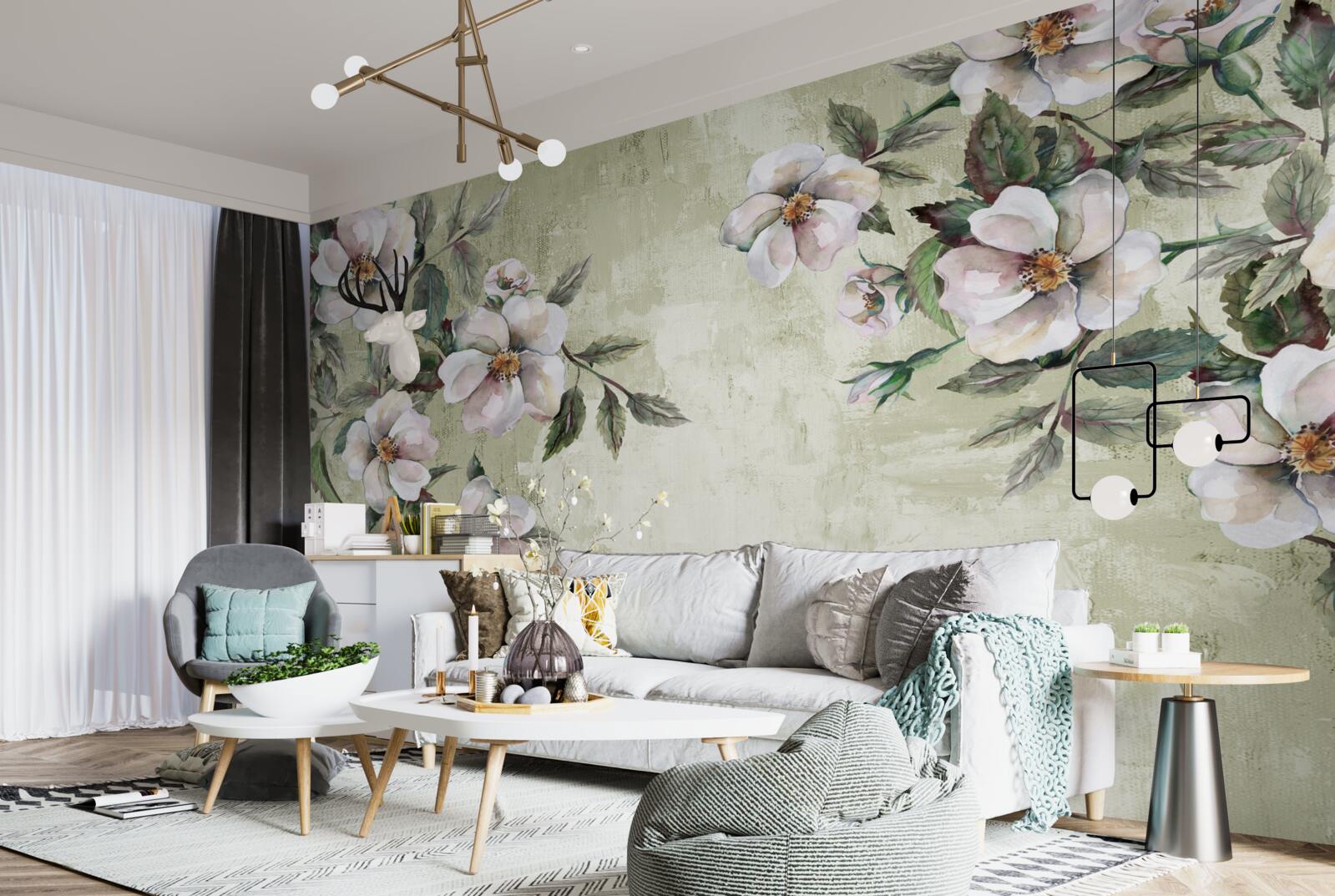 Papier peint les branches étendues du magnolia blanc comme neige