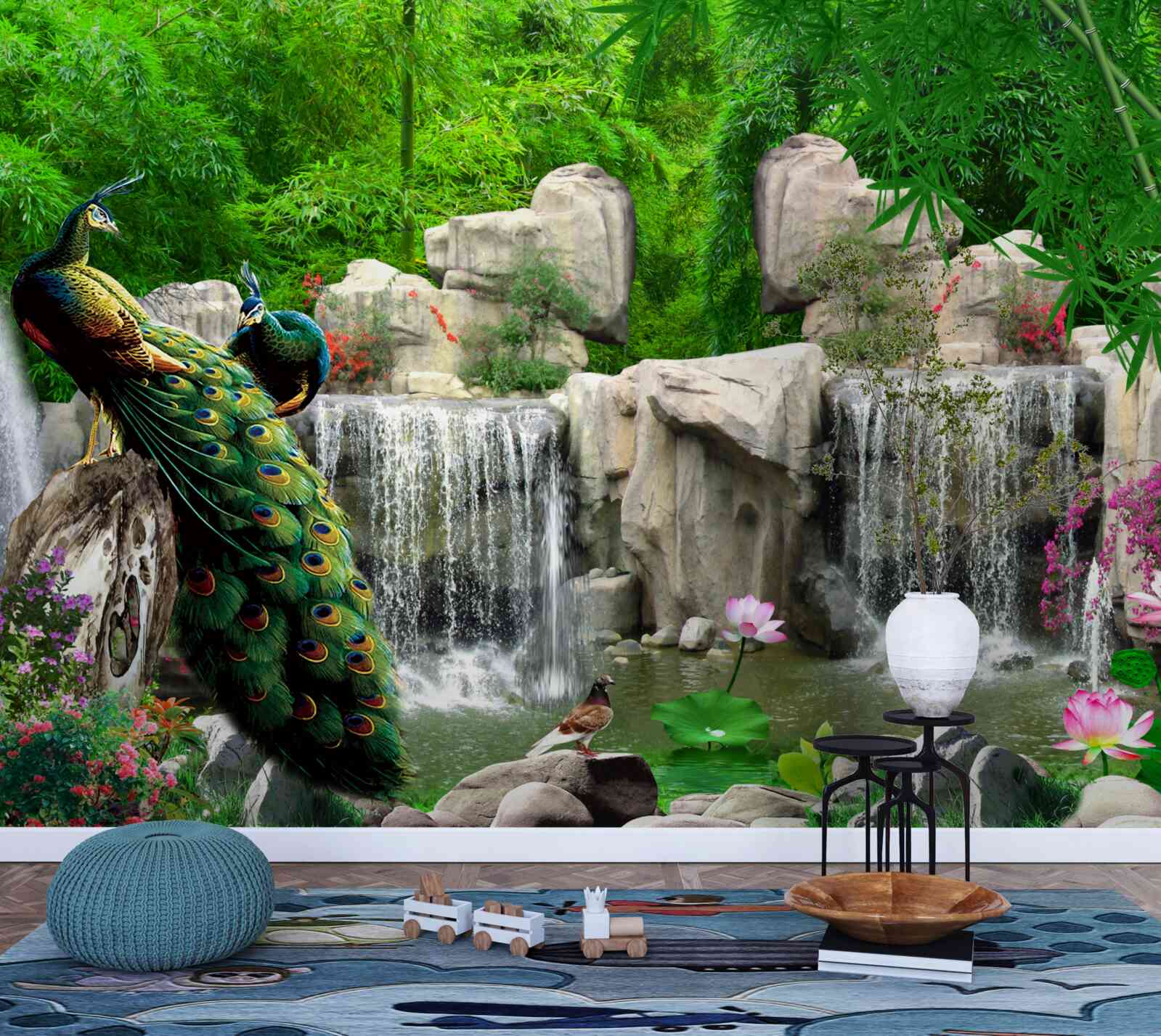 Papier peint des étangs tranquilles dans une forêt verdoyante