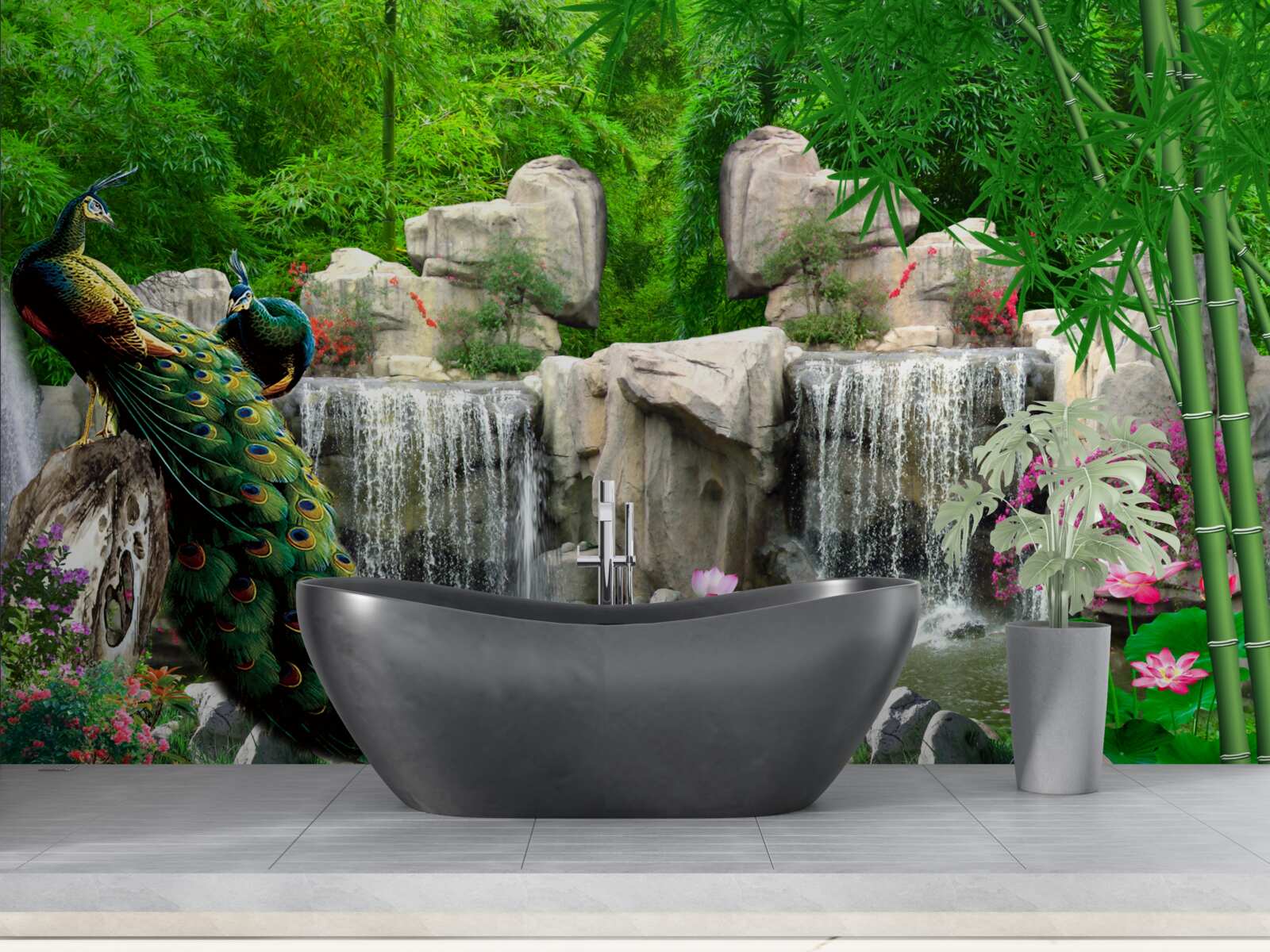 Papier peint des étangs tranquilles dans une forêt verdoyante