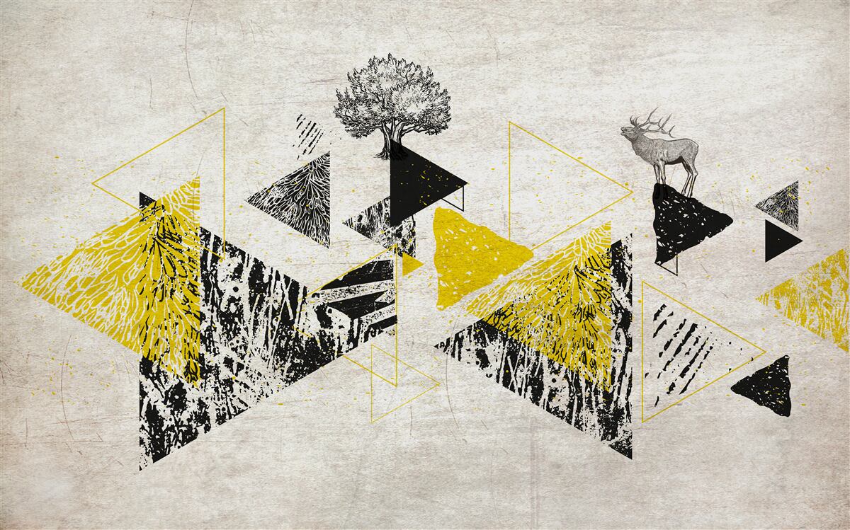 Papier peint géométrie abstraite d'une forêt d'automne