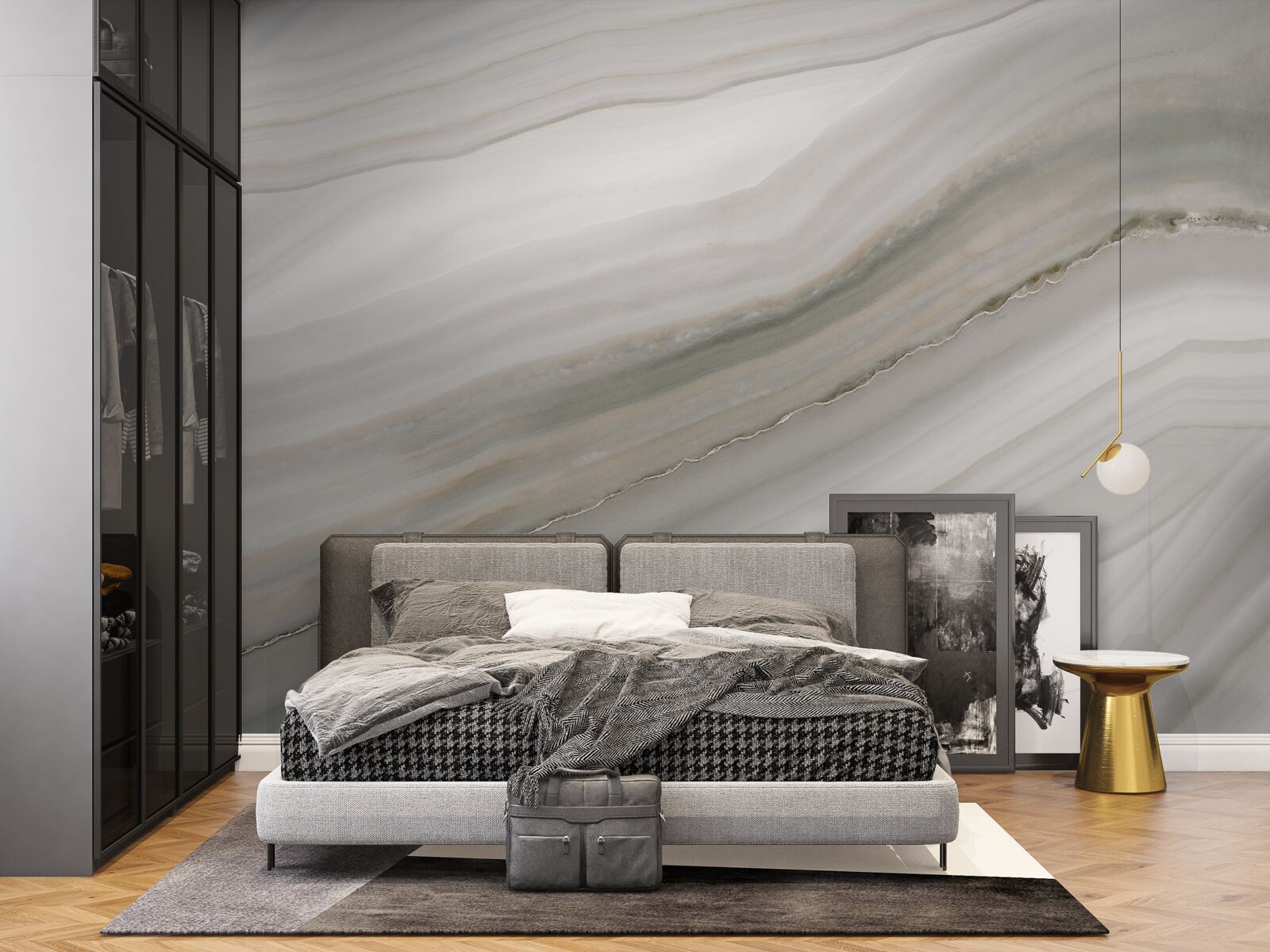 Papier peint un désert où le gris règne sous la pluie