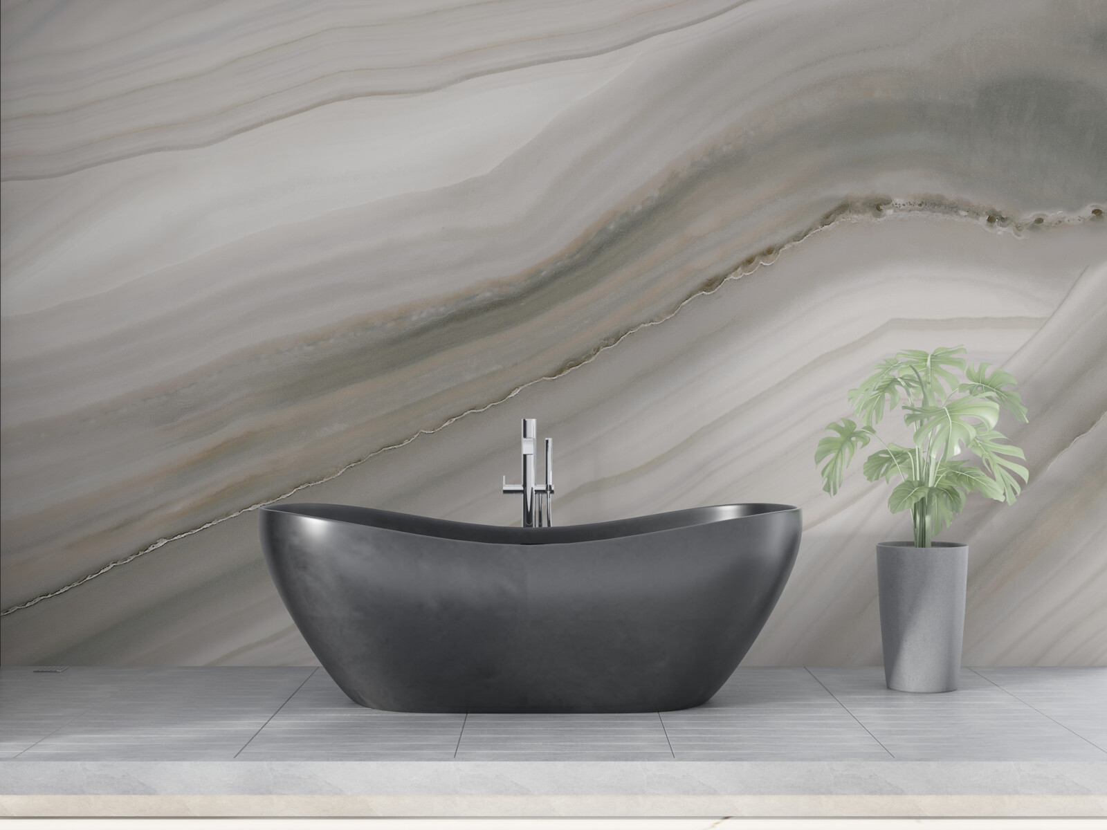 Papier peint un désert où le gris règne sous la pluie