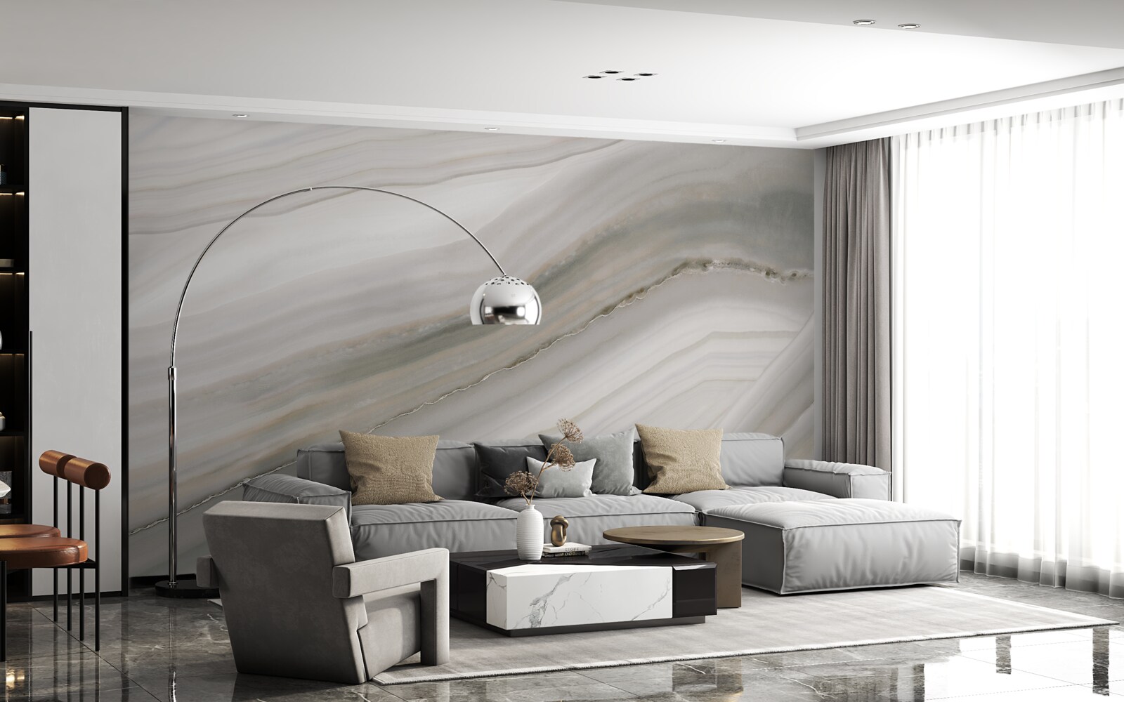 Papier peint un désert où le gris règne sous la pluie