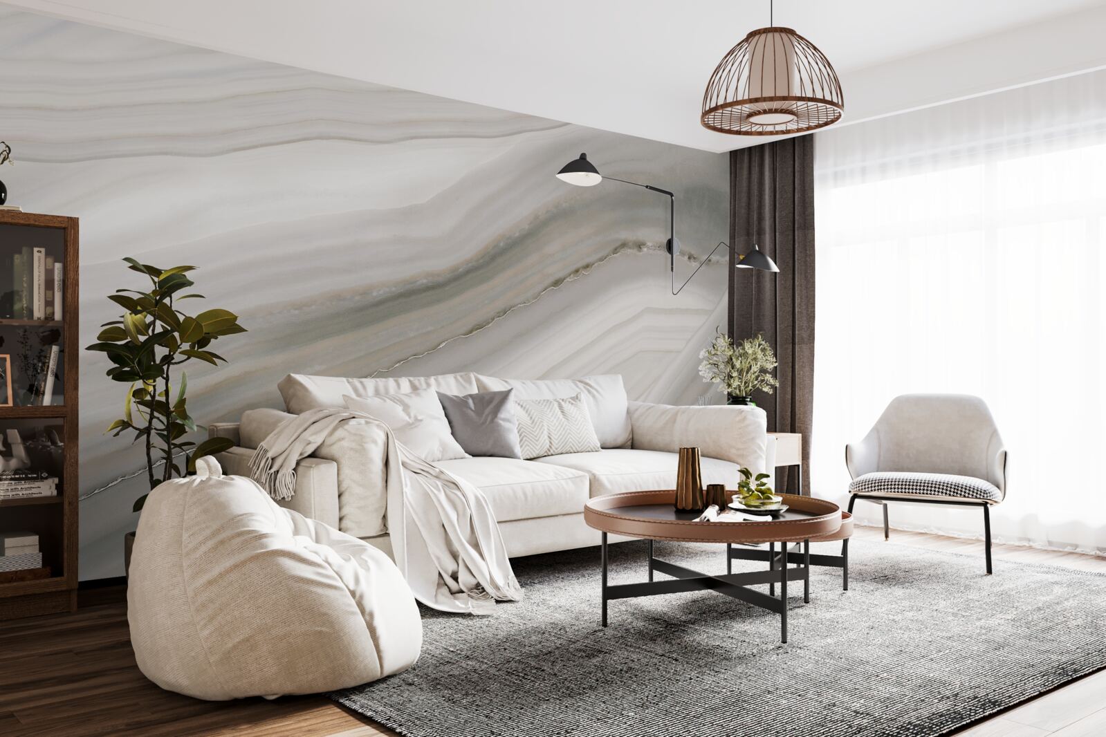 Papier peint un désert où le gris règne sous la pluie