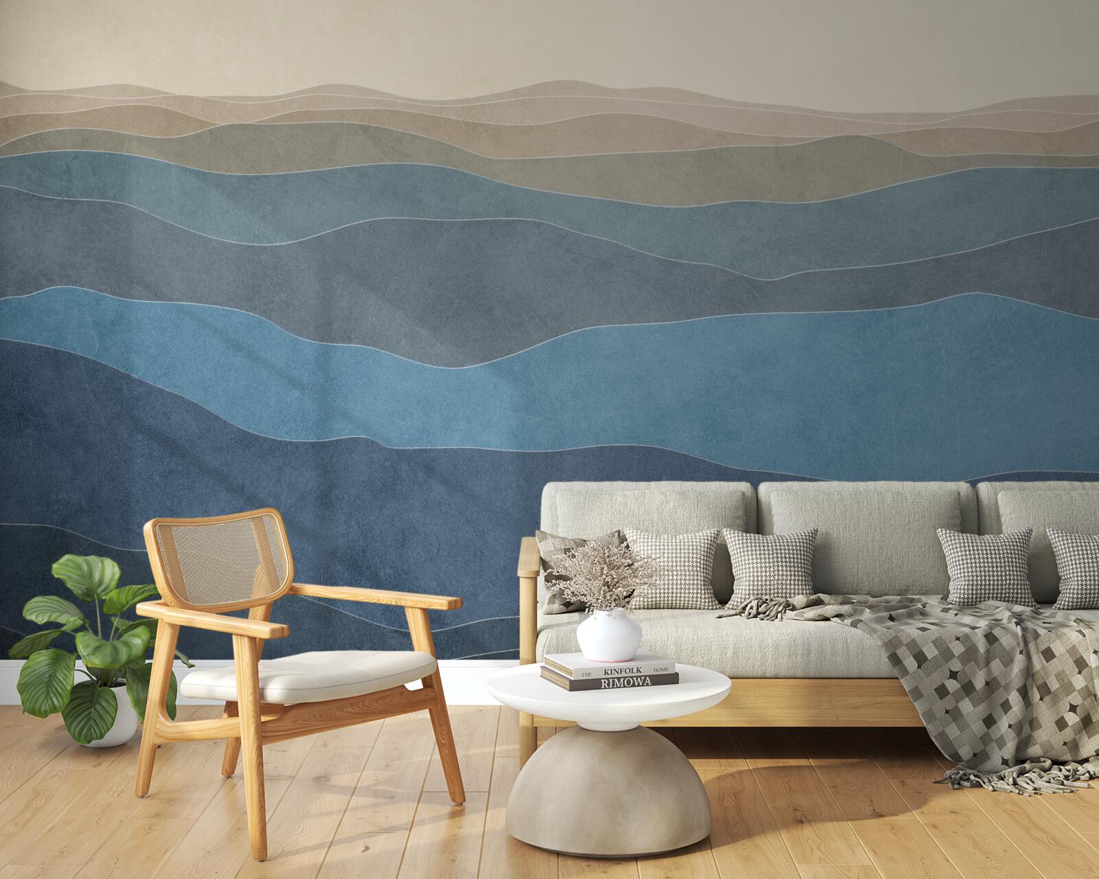 Papier peint au lever du soleil, collines et avions multicolores