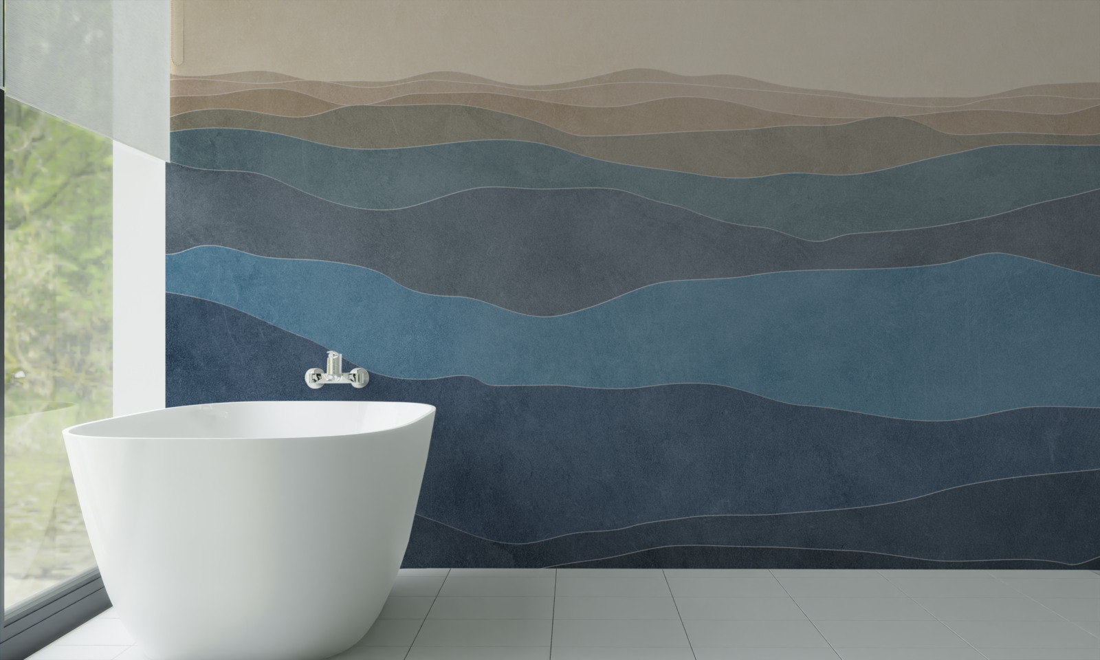 Papier peint au lever du soleil, collines et avions multicolores