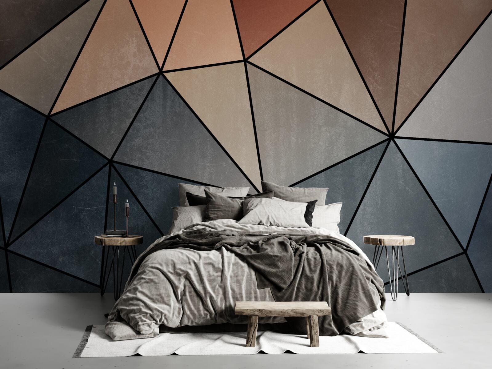 Papier peint figurines tridimensionnelles en bois aux couleurs douces