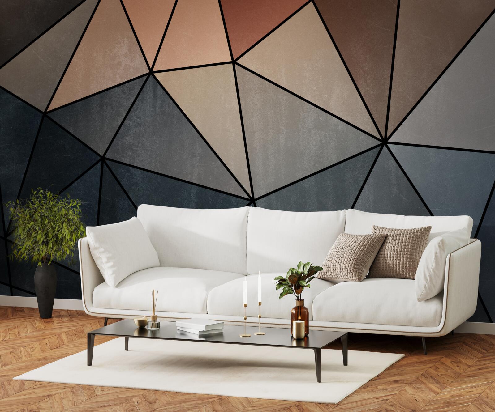 Papier peint figurines tridimensionnelles en bois aux couleurs douces