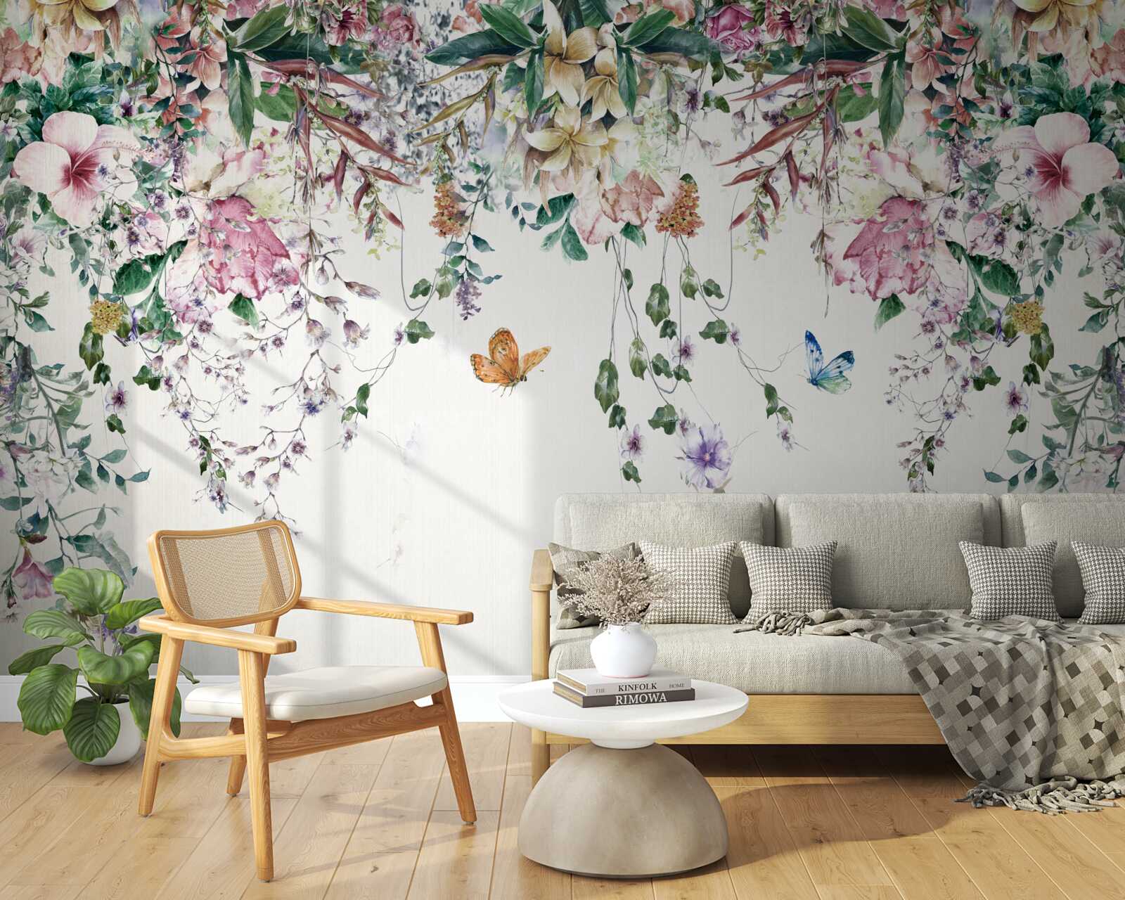 Papier peint un jardin où les plantes de terre s'épanouissent en été