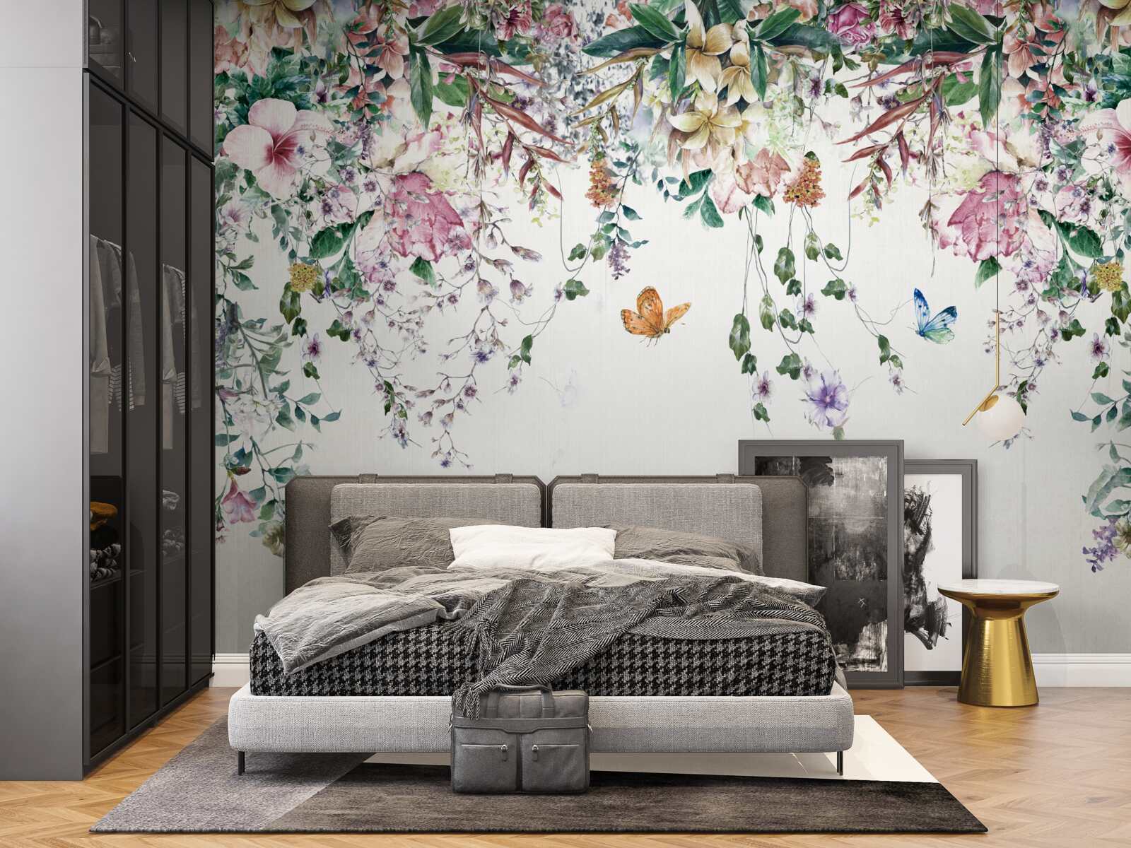 Papier peint un jardin où les plantes de terre s'épanouissent en été