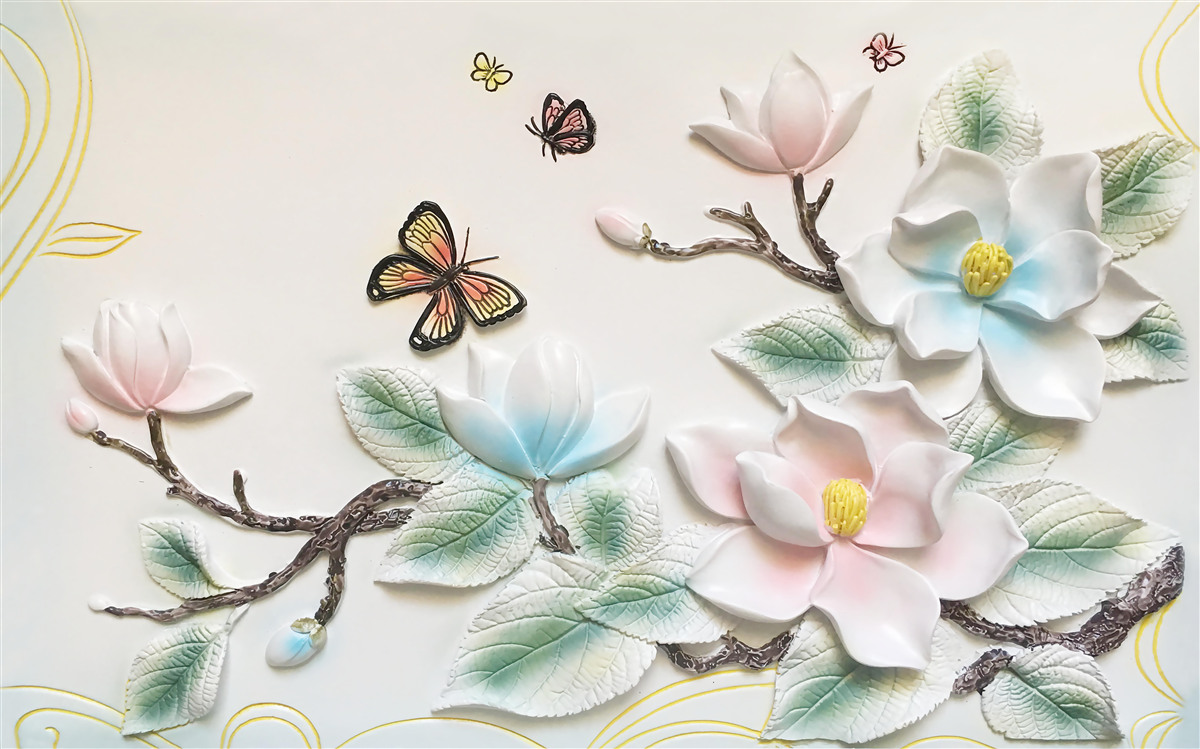 Papier peint Le magnolia ouvre ses fleurs aux papillons de nuit