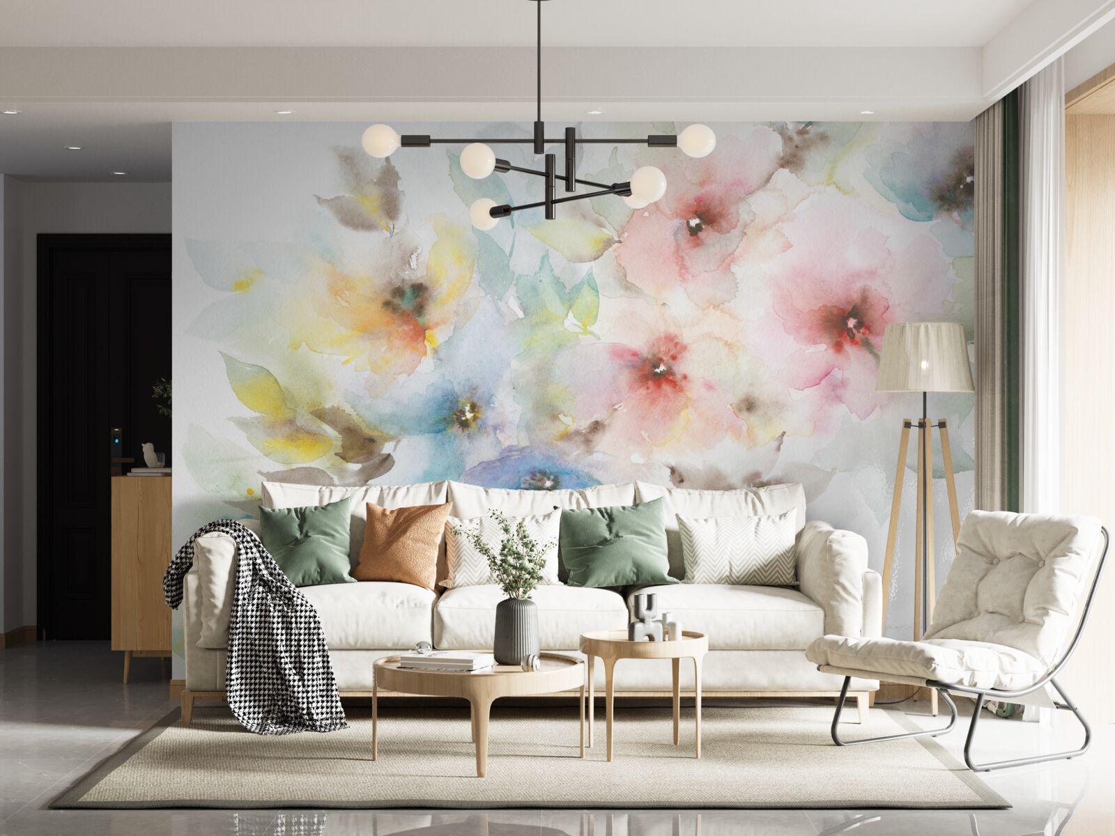 Papier peint les bourgeons d'été brillants s'épanouissent sur une branche