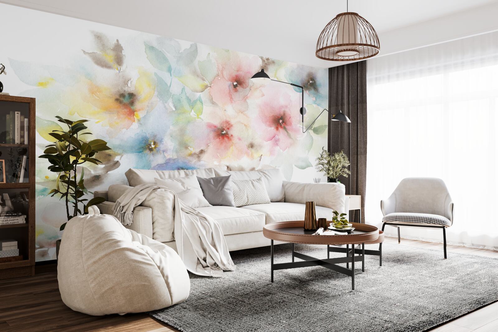 Papier peint les bourgeons d'été brillants s'épanouissent sur une branche