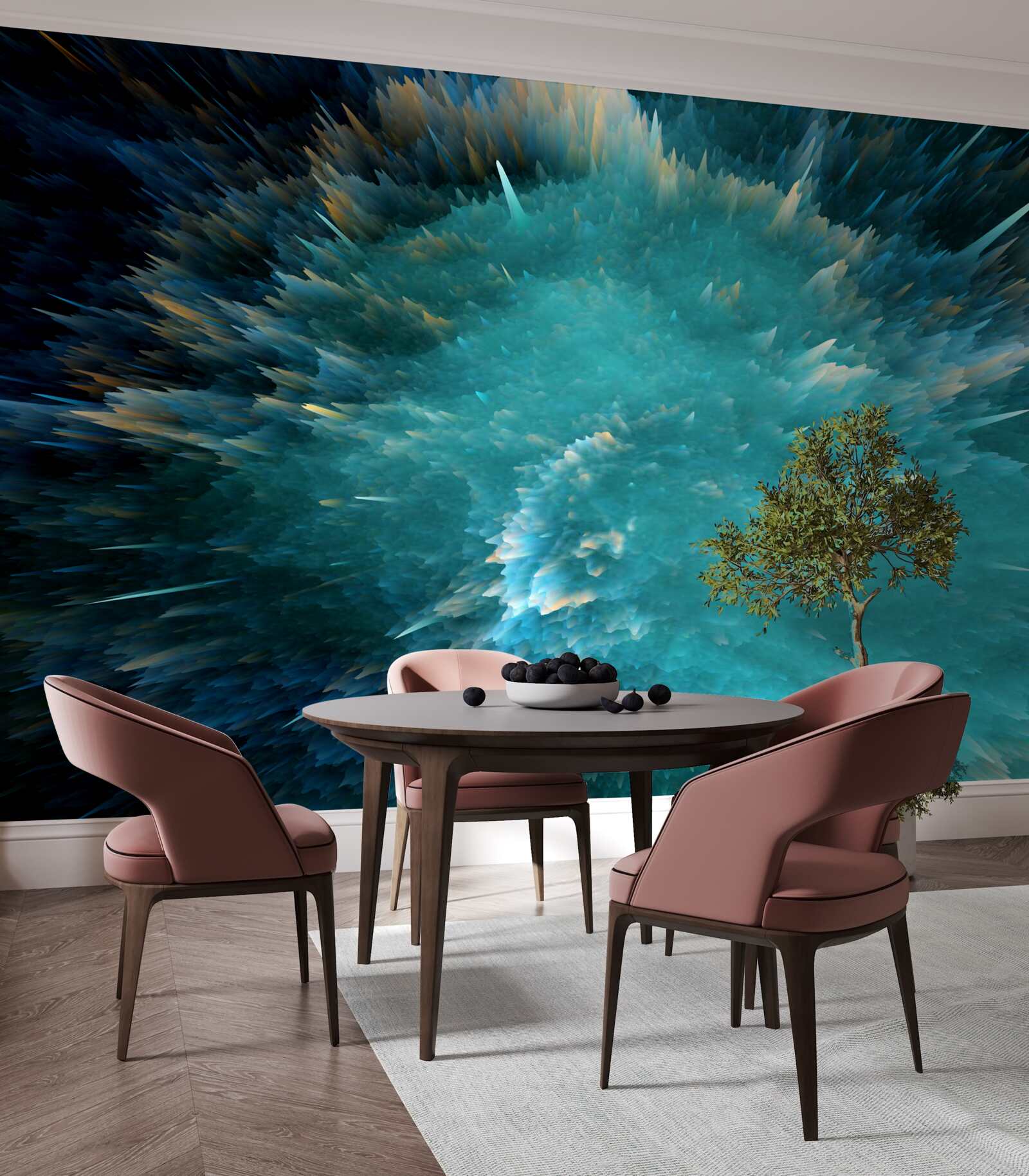 Papier peint un éclair de pigmentation turquoise vif