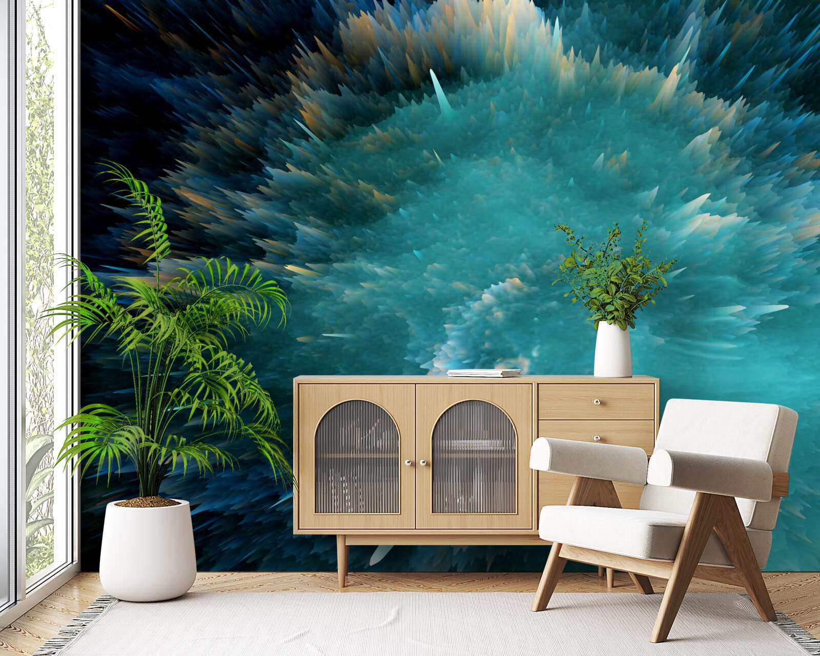 Papier peint un éclair de pigmentation turquoise vif