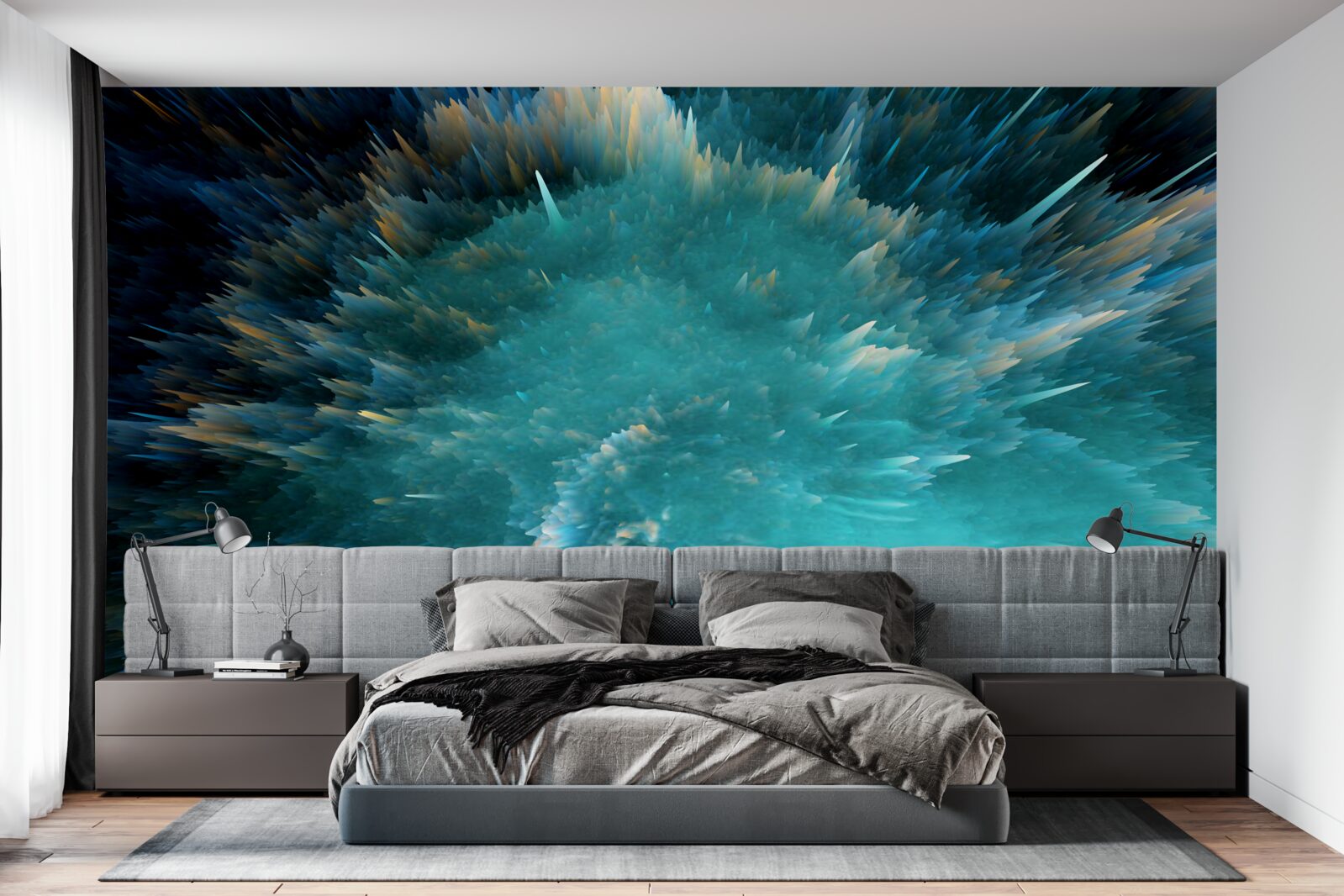 Papier peint un éclair de pigmentation turquoise vif