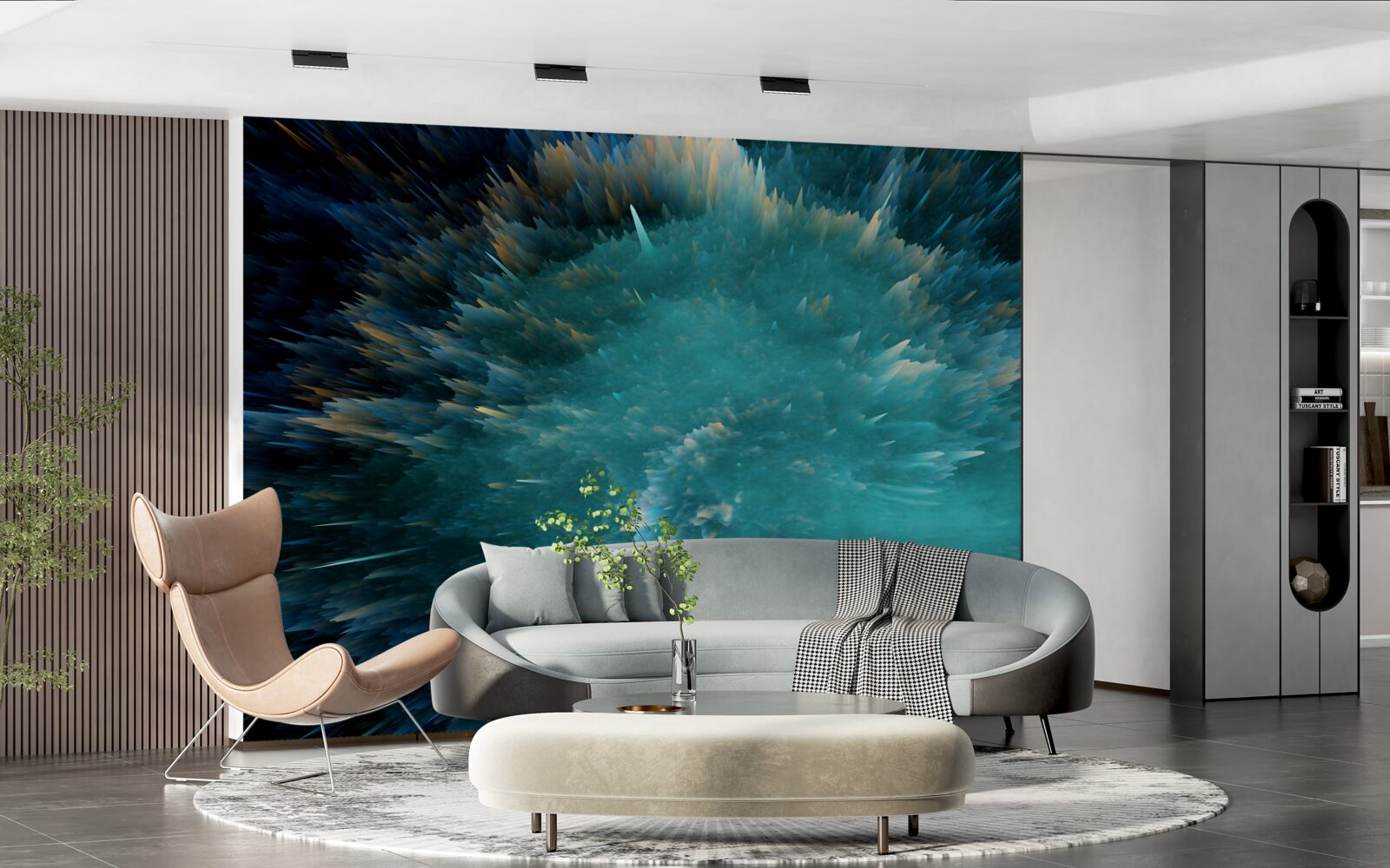 Papier peint un éclair de pigmentation turquoise vif