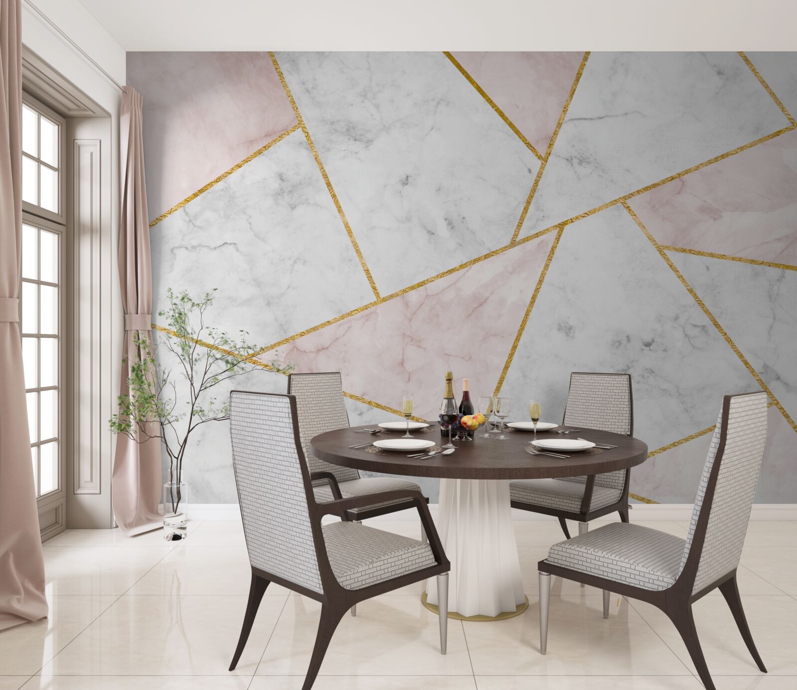 Papier peint marbre gris avec des angles uniformes