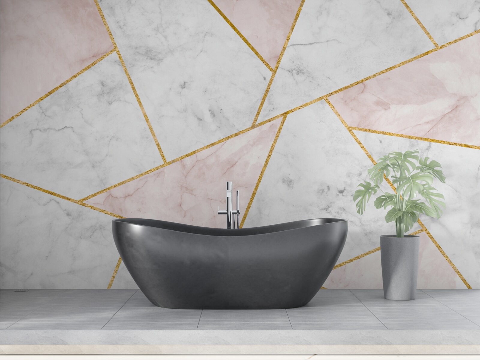 Papier peint marbre gris avec des angles uniformes