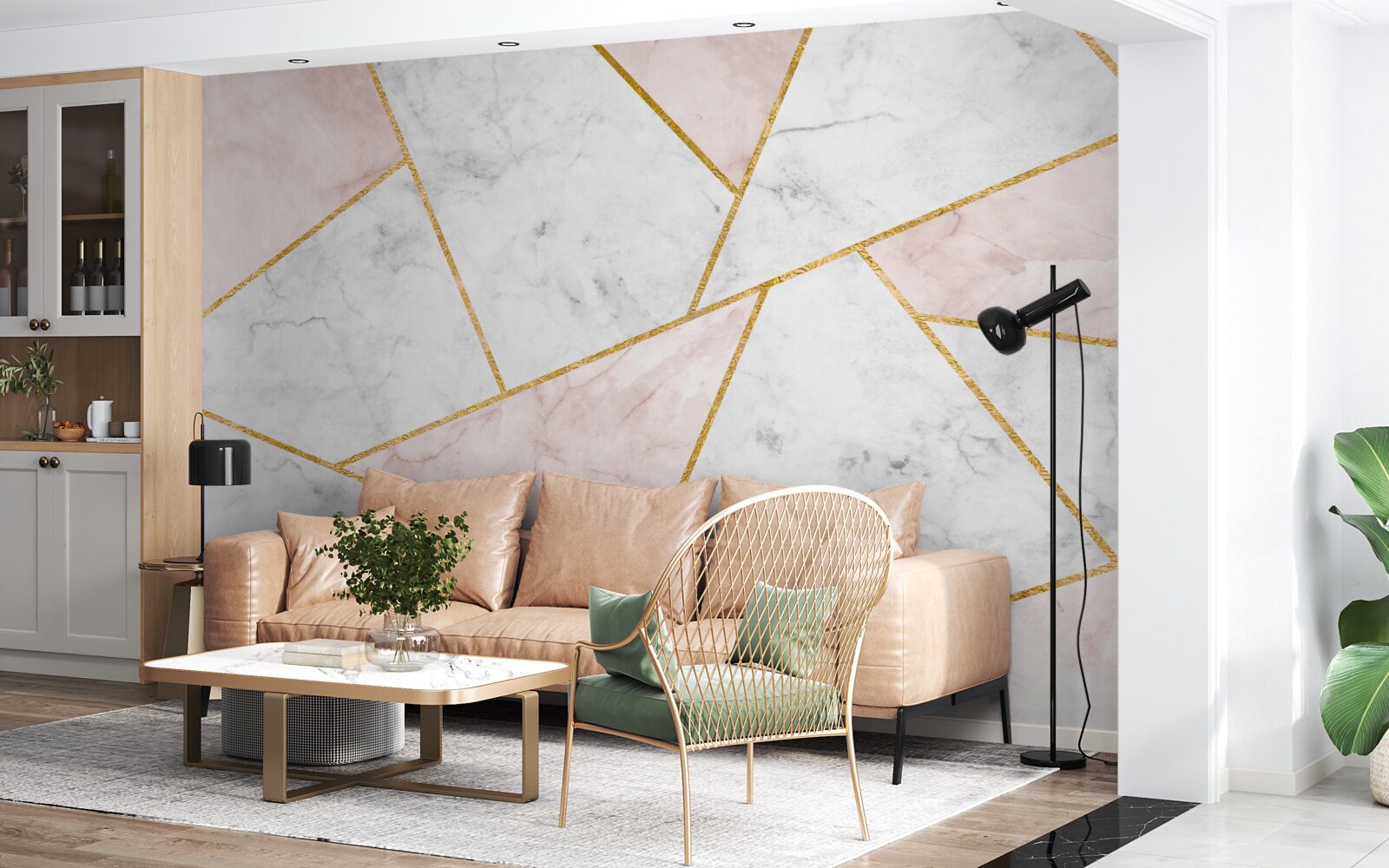 Papier peint marbre gris avec des angles uniformes