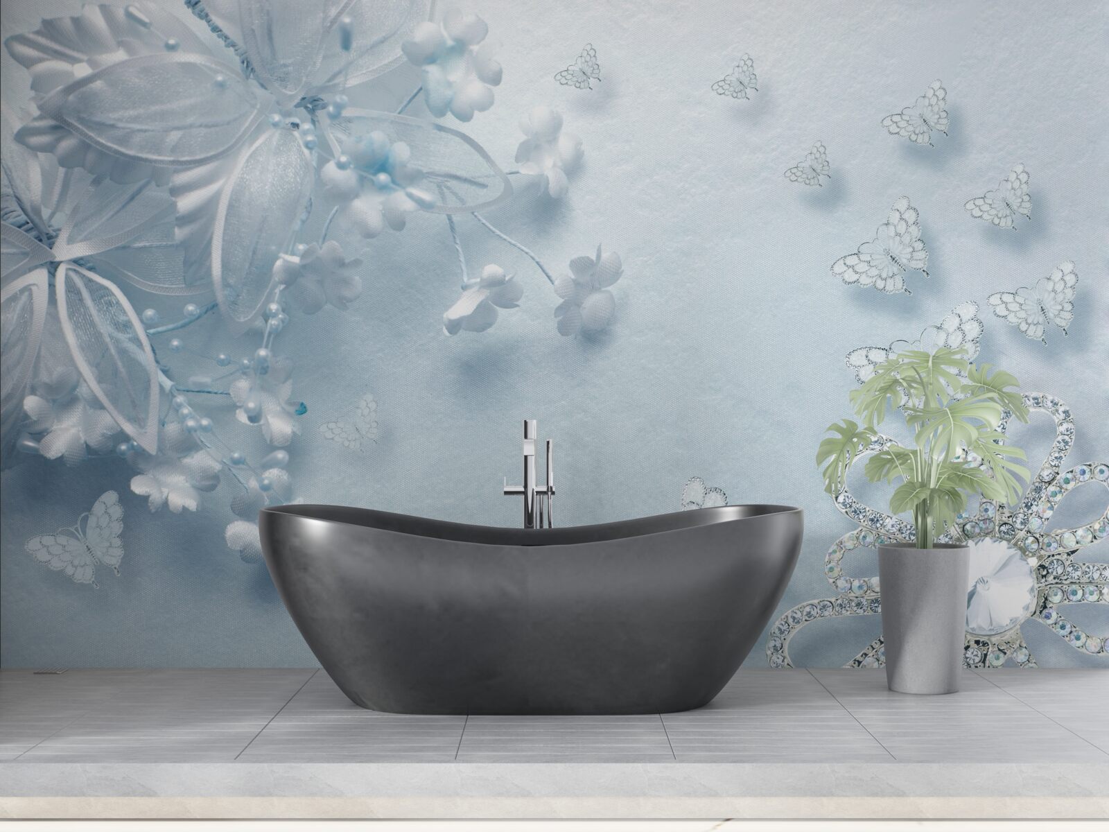 Papier peint les bourgeons s'épanouissent sous les papillons aériens