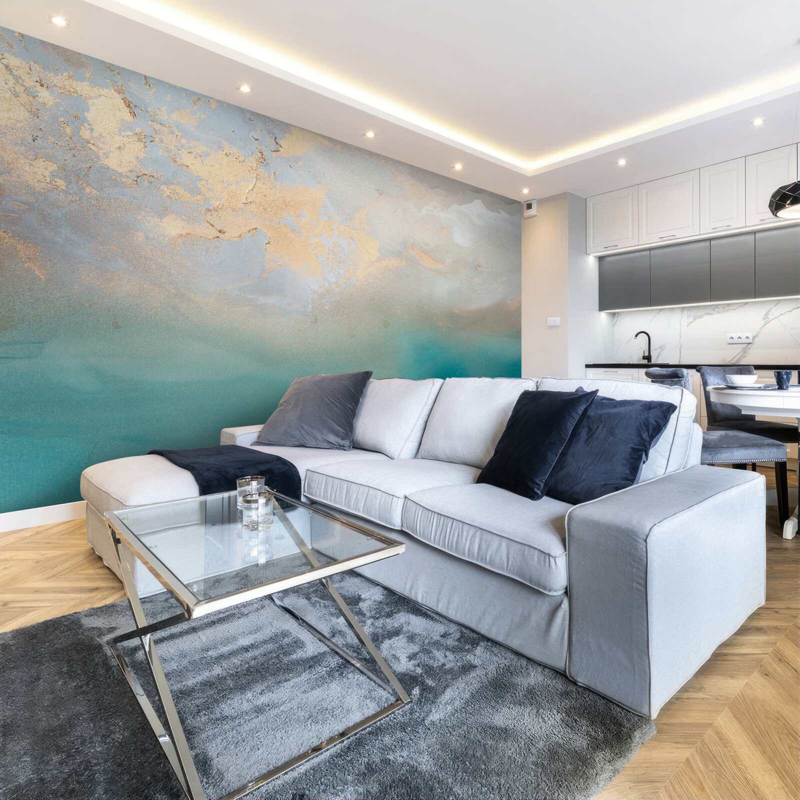 Papier peint Des vagues turquoises qui se déchaînent avec violence