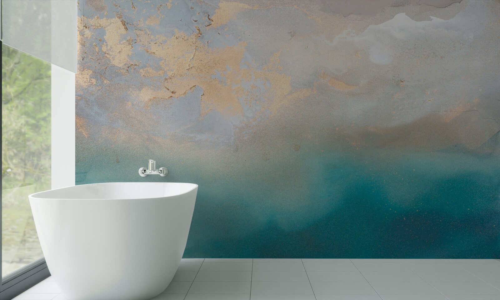 Papier peint Des vagues turquoises qui se déchaînent avec violence