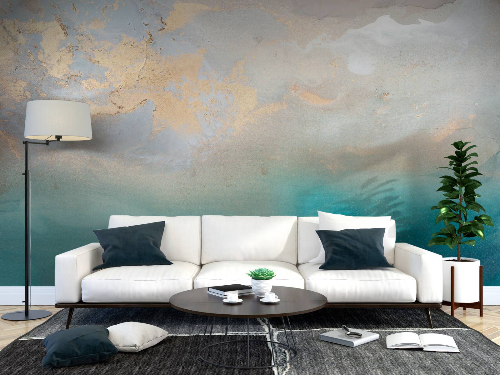 Papier peint Des vagues turquoises qui se déchaînent avec violence