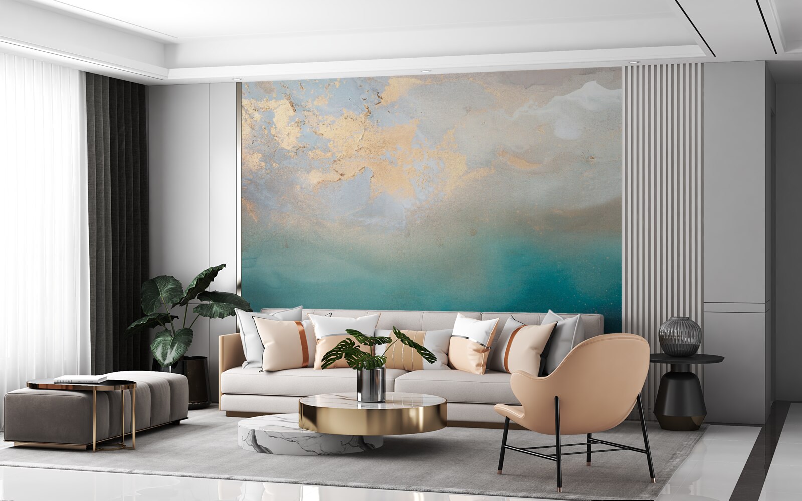 Papier peint Des vagues turquoises qui se déchaînent avec violence