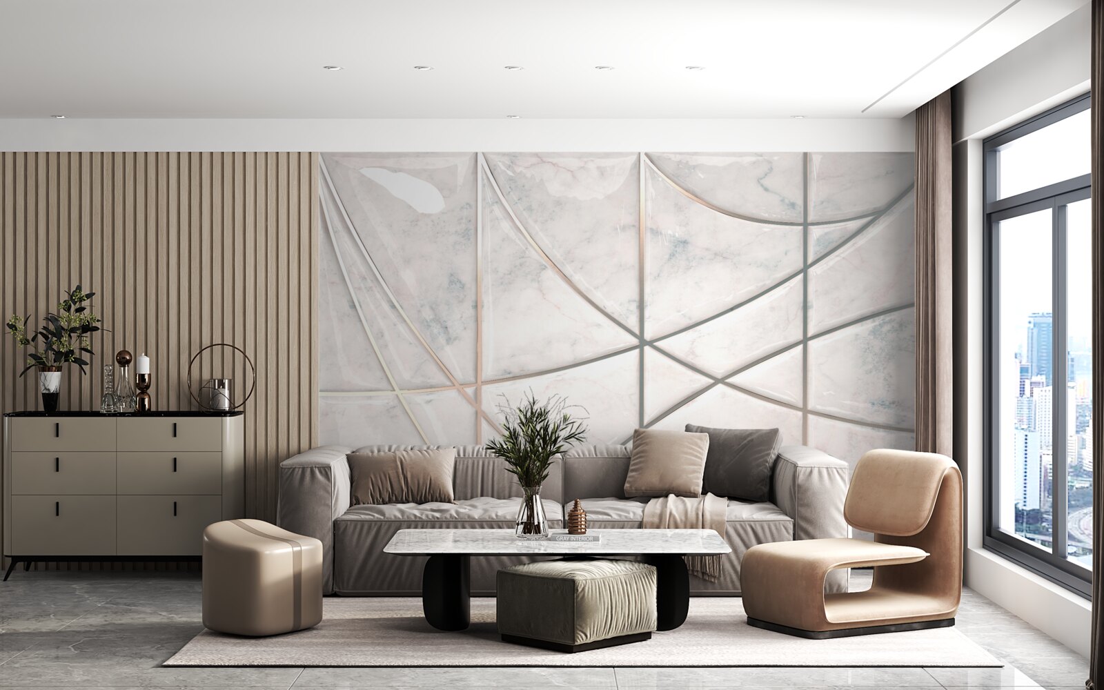 Papier peint les courbes douces sont placées sur un fond clair