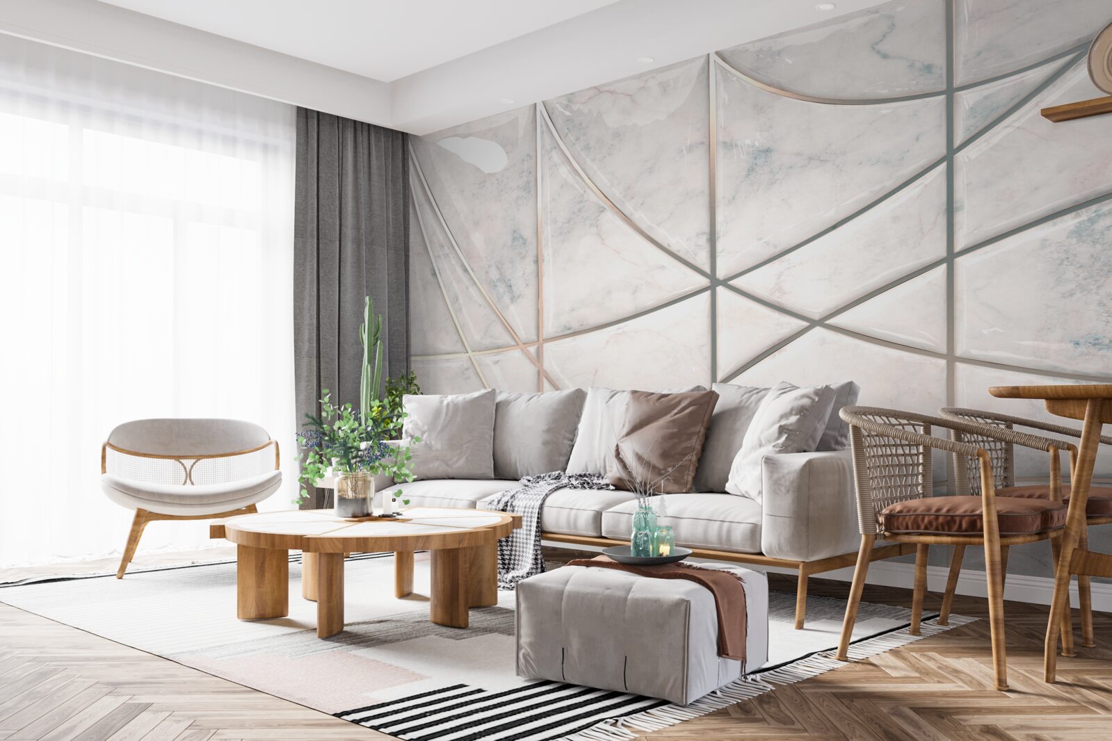 Papier peint les courbes douces sont placées sur un fond clair