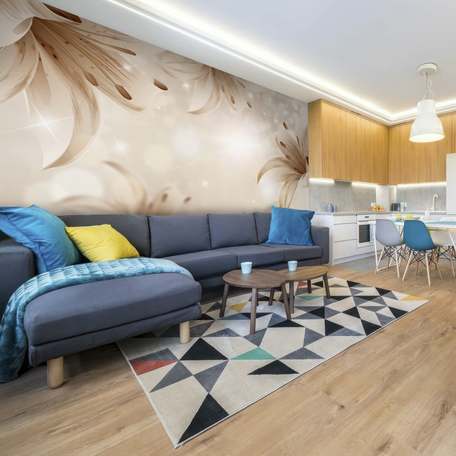 Papier peint bouquet doux de lys lumineux