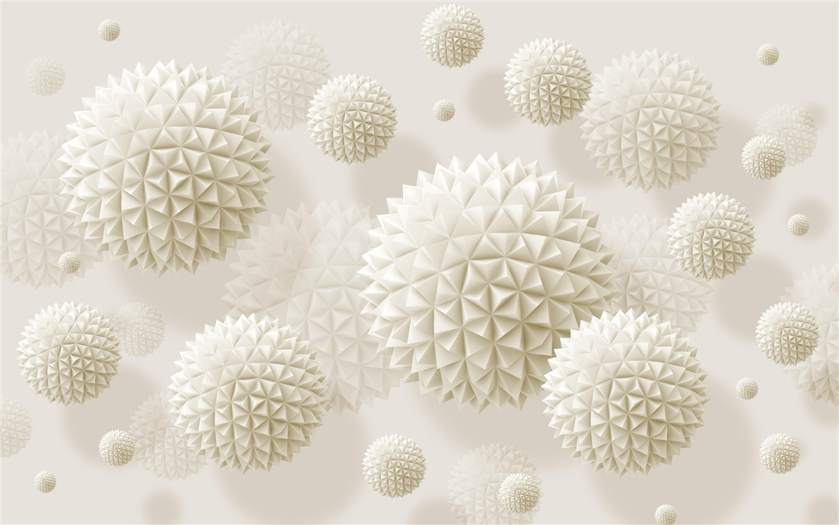 Papier peint boules pointues flottant en état d'apesanteur