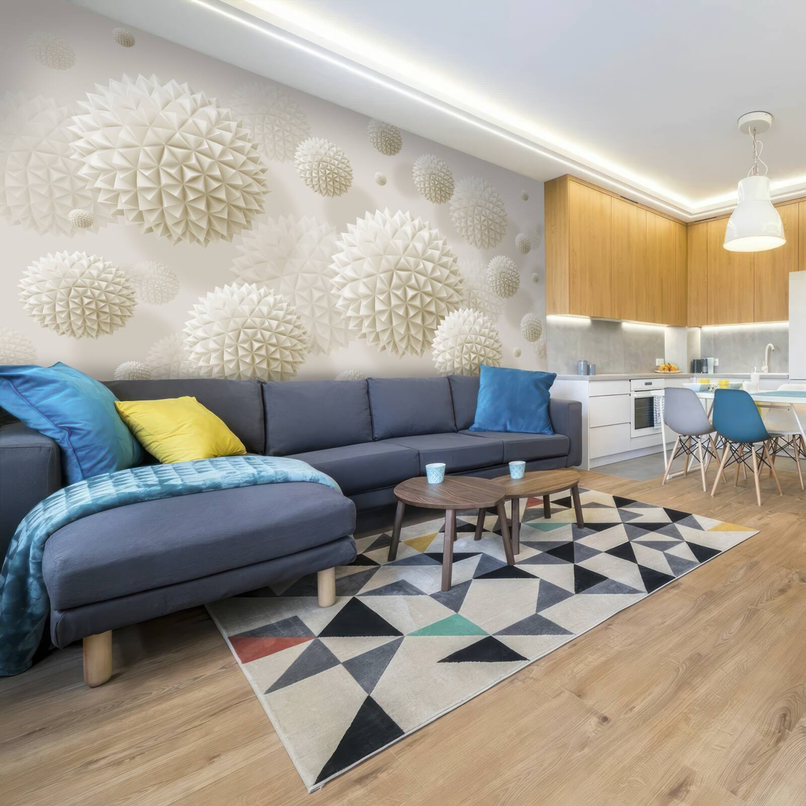 Papier peint boules pointues flottant en état d'apesanteur