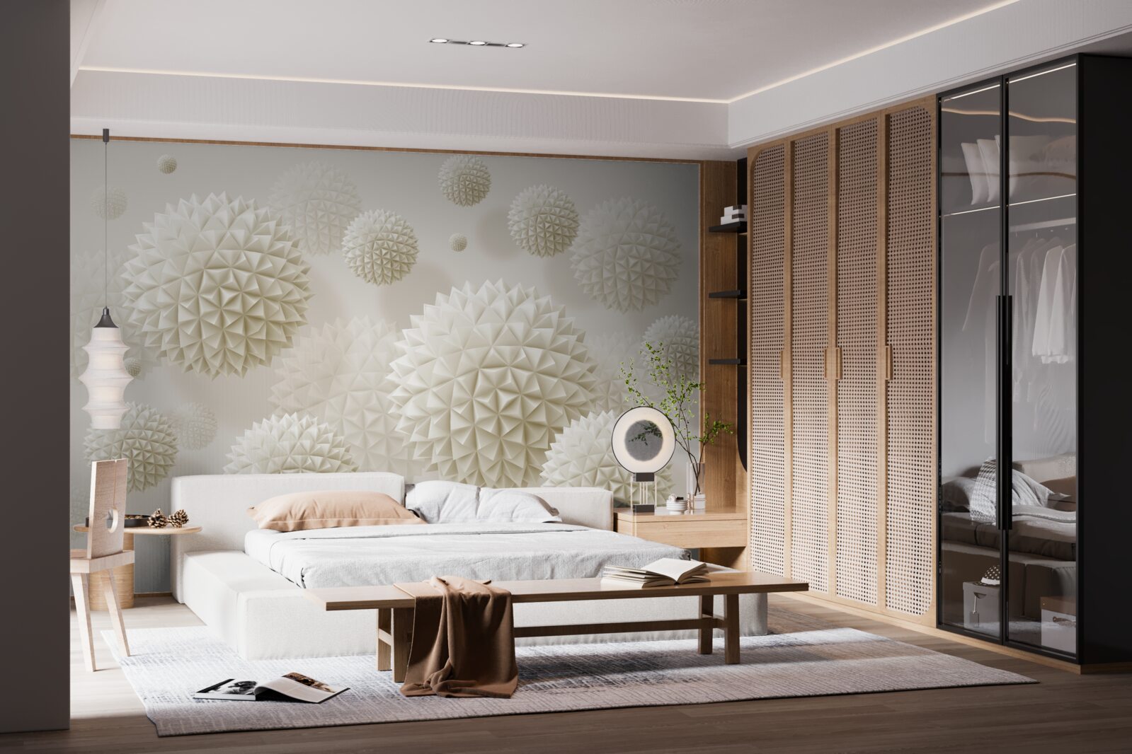 Papier peint boules pointues flottant en état d'apesanteur