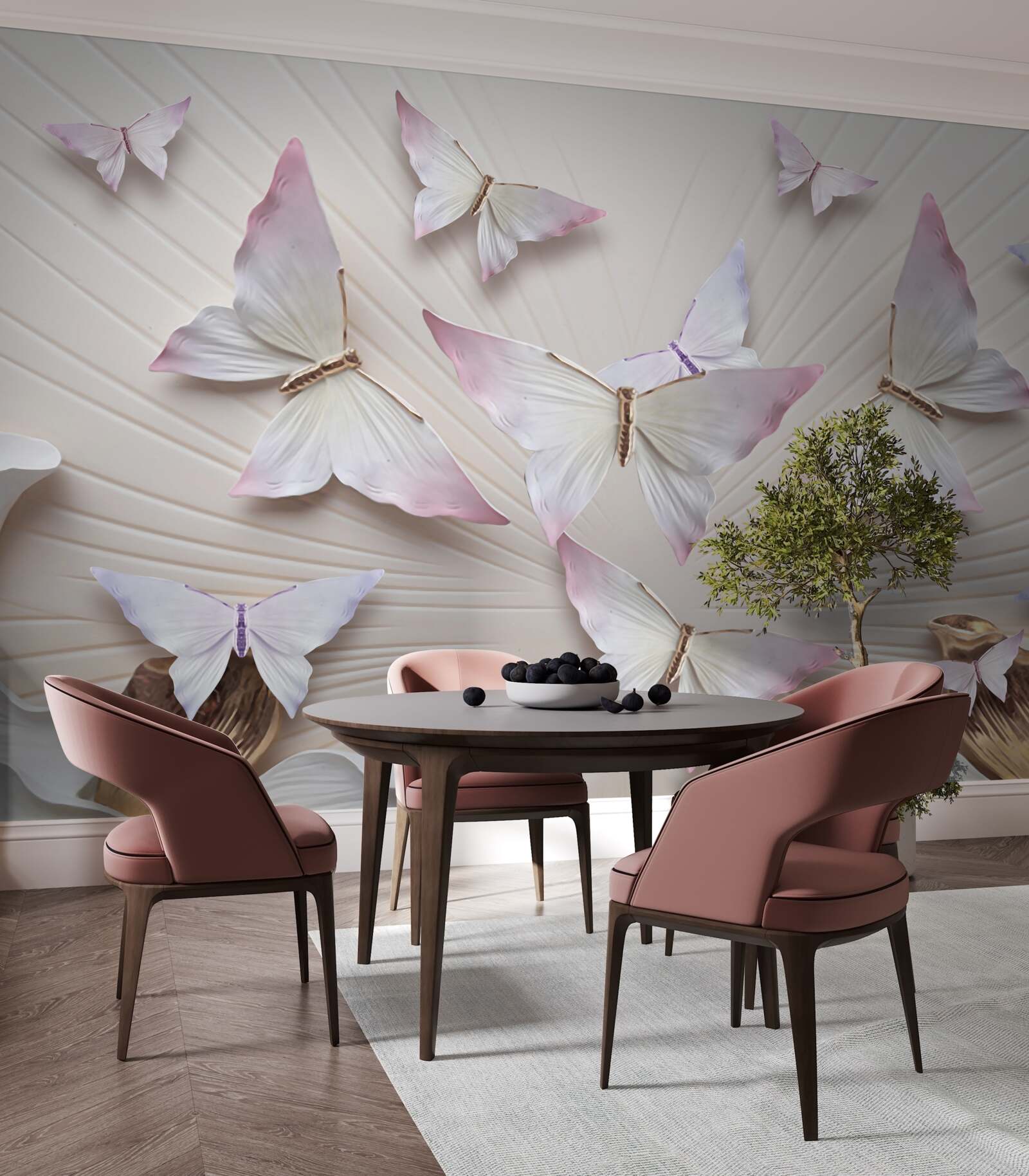 Papier peint volée de papillons s'élevant vers le ciel