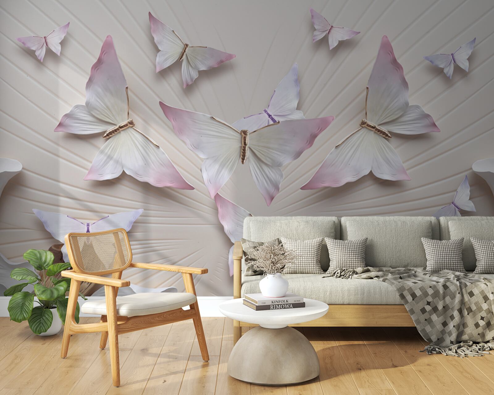 Papier peint volée de papillons s'élevant vers le ciel