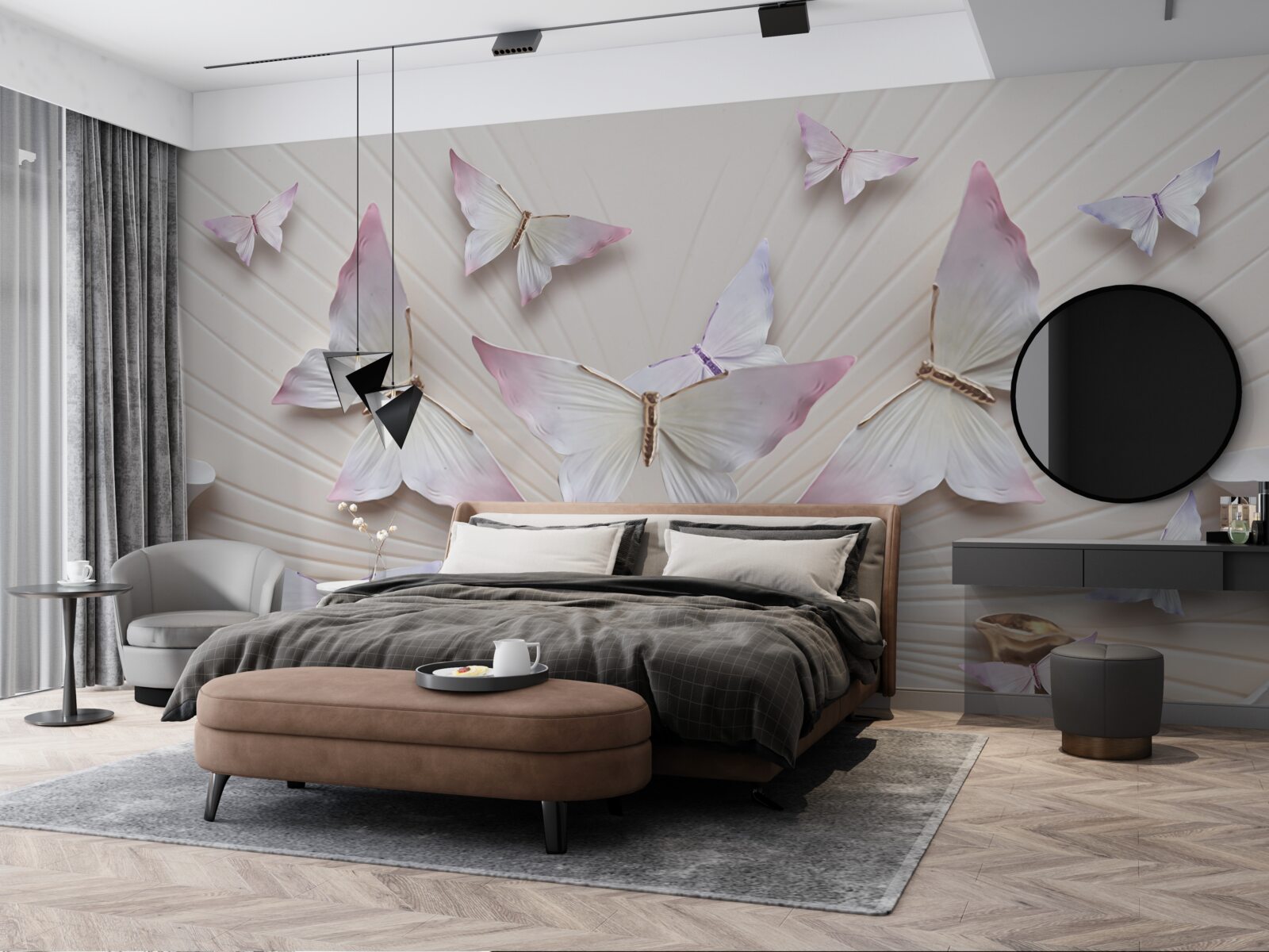 Papier peint volée de papillons s'élevant vers le ciel