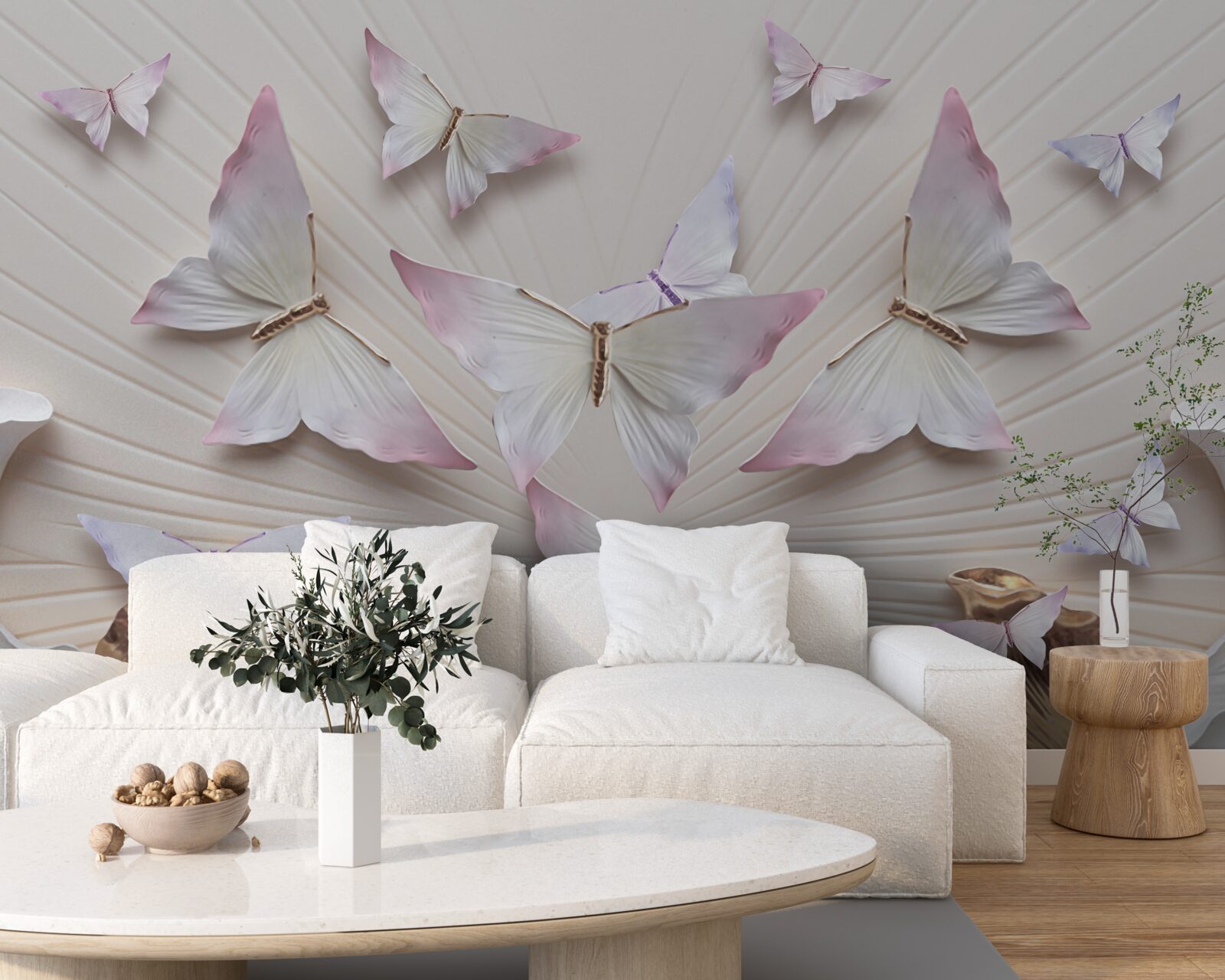 Papier peint volée de papillons s'élevant vers le ciel