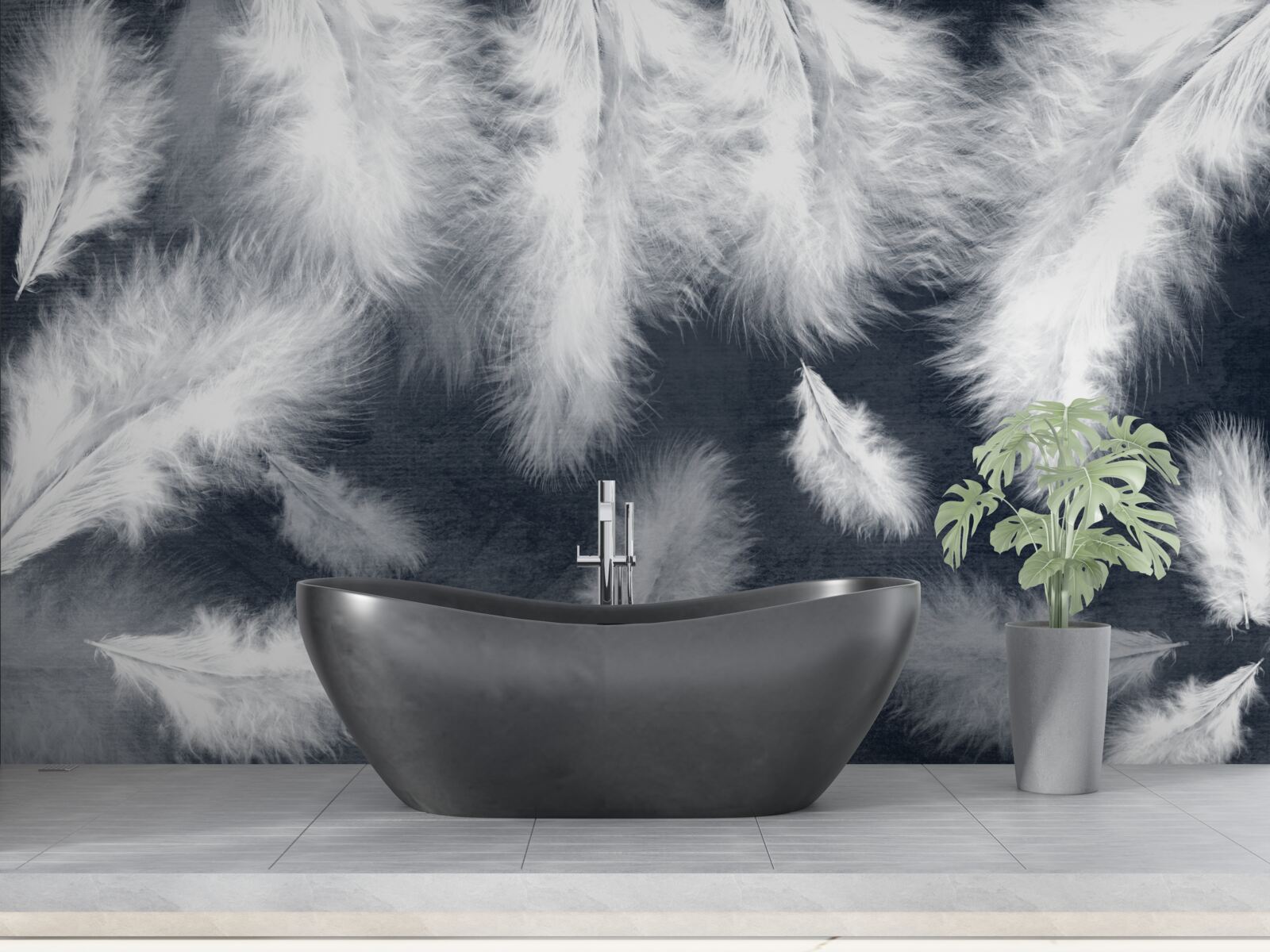 Papier peint plumes denses et flottantes