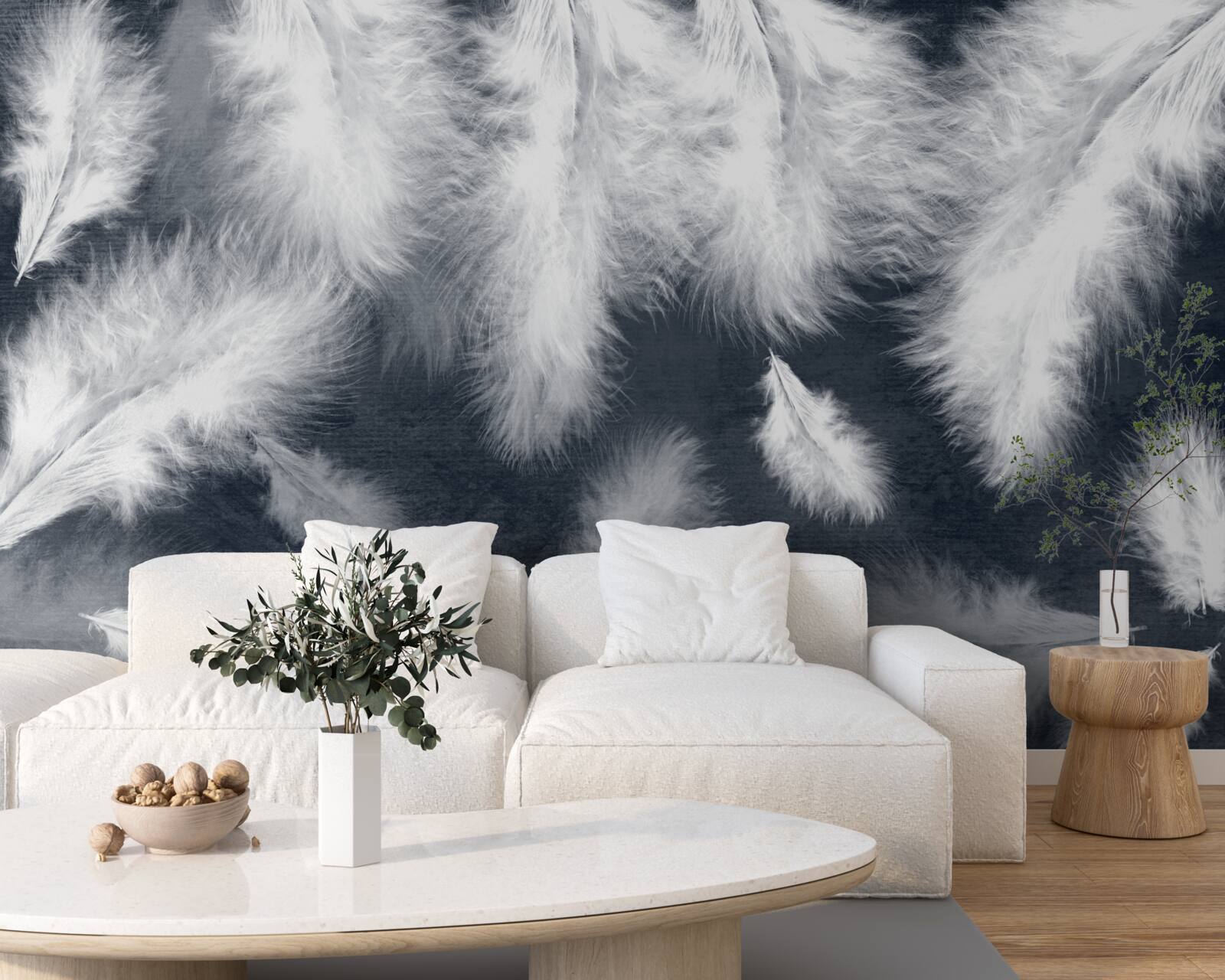 Papier peint plumes denses et flottantes