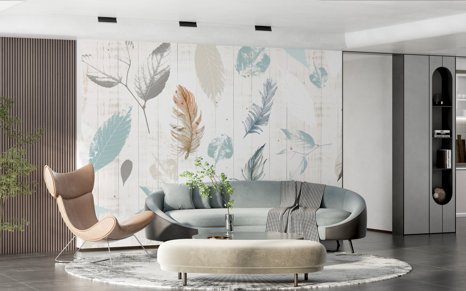 Papier peint Traces de feuilles tropicales d'automne