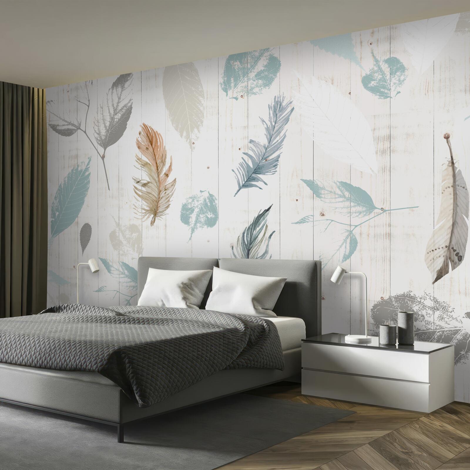 Papier peint Traces de feuilles tropicales d'automne