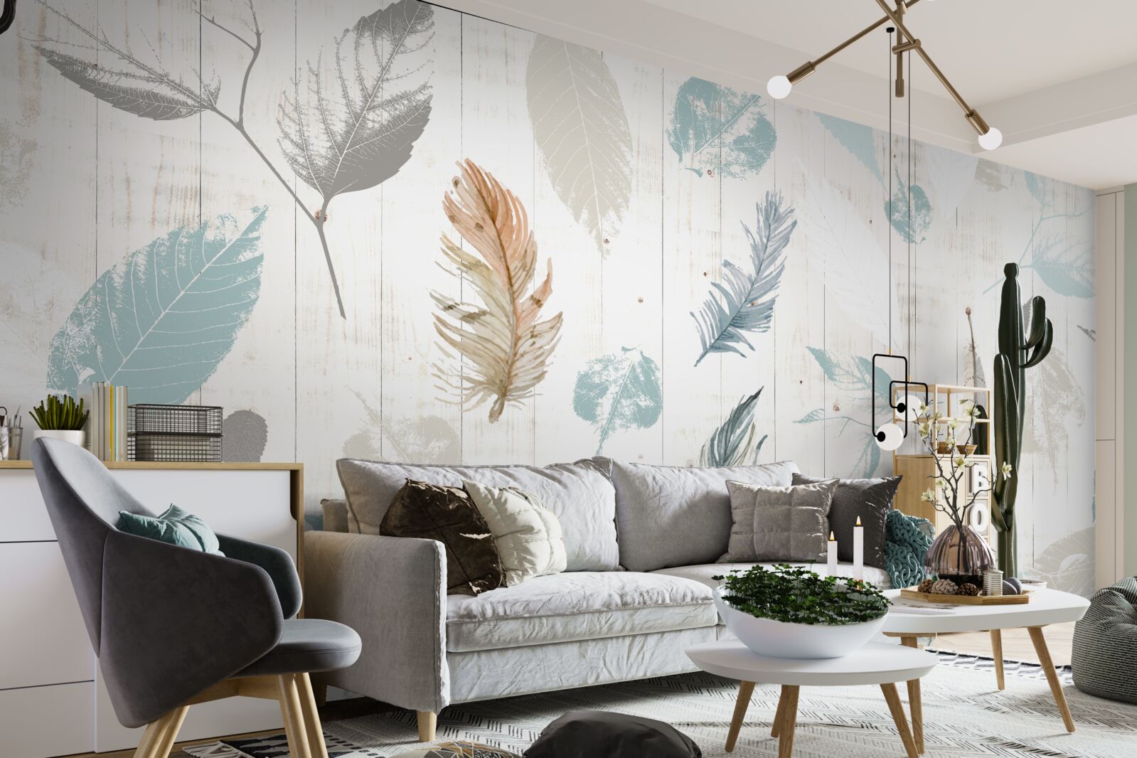 Papier peint Traces de feuilles tropicales d'automne