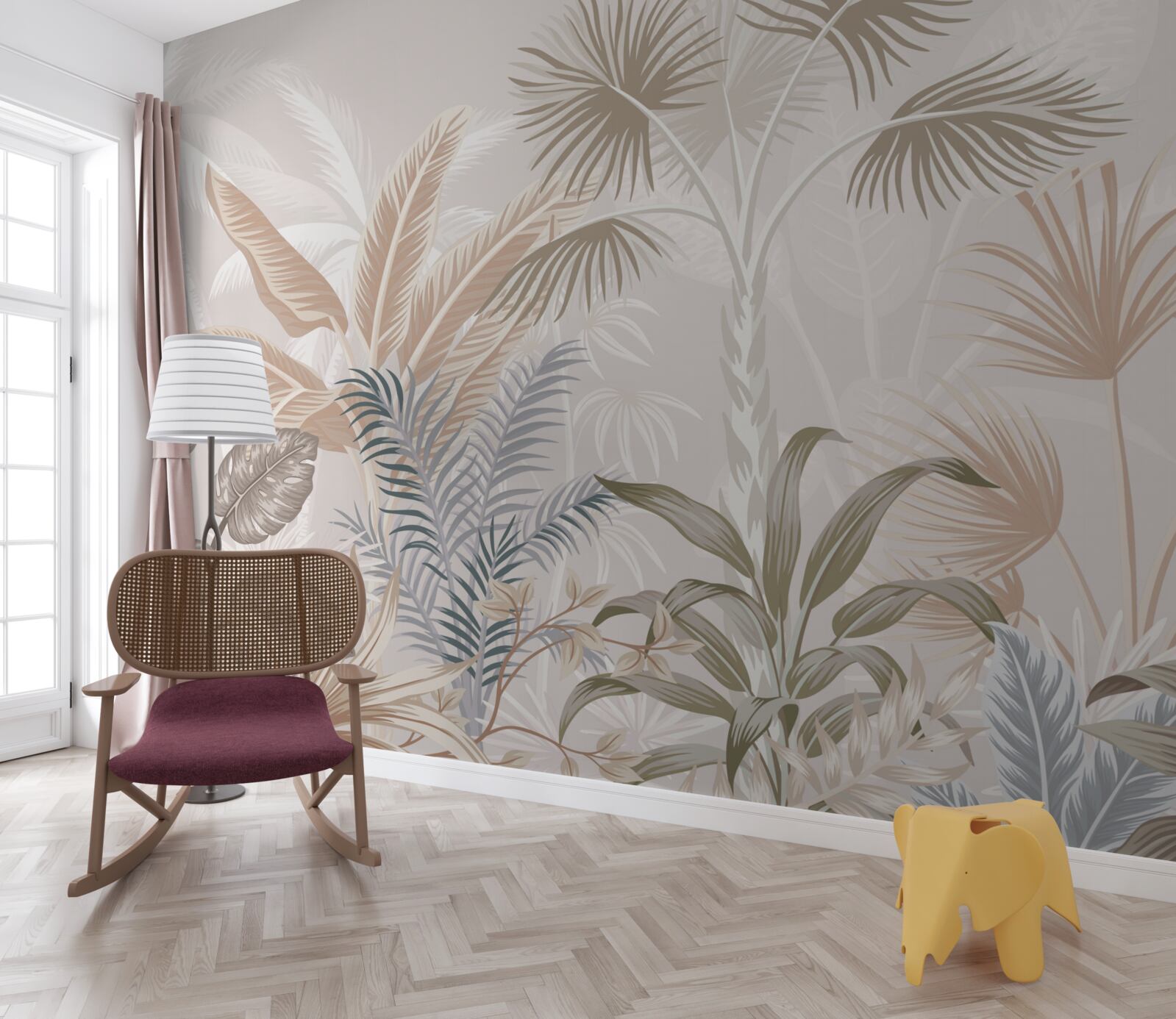 Papier peint plantes tropicales sous les averses d'été