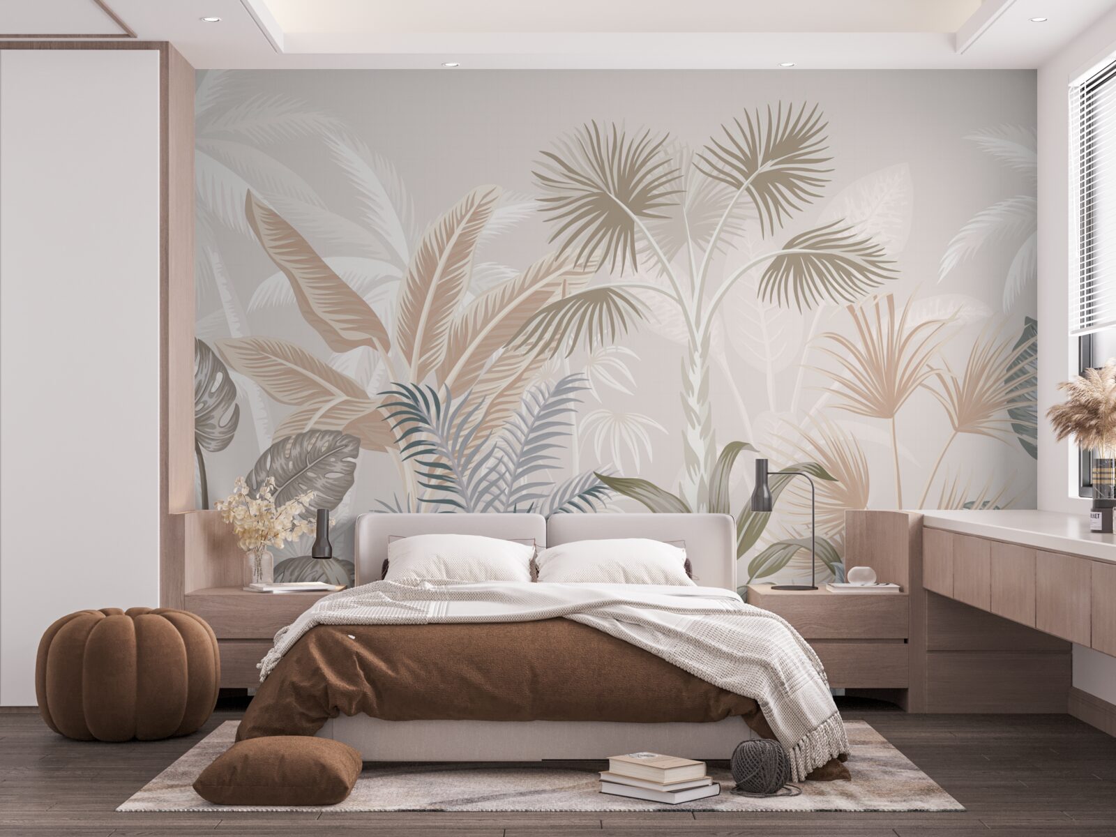 Papier peint plantes tropicales sous les averses d'été