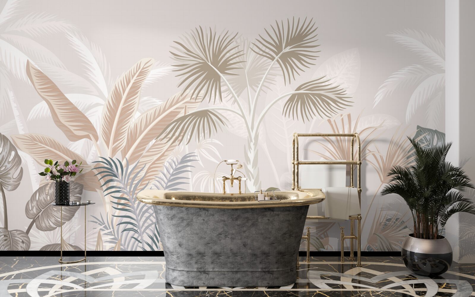 Papier peint plantes tropicales sous les averses d'été