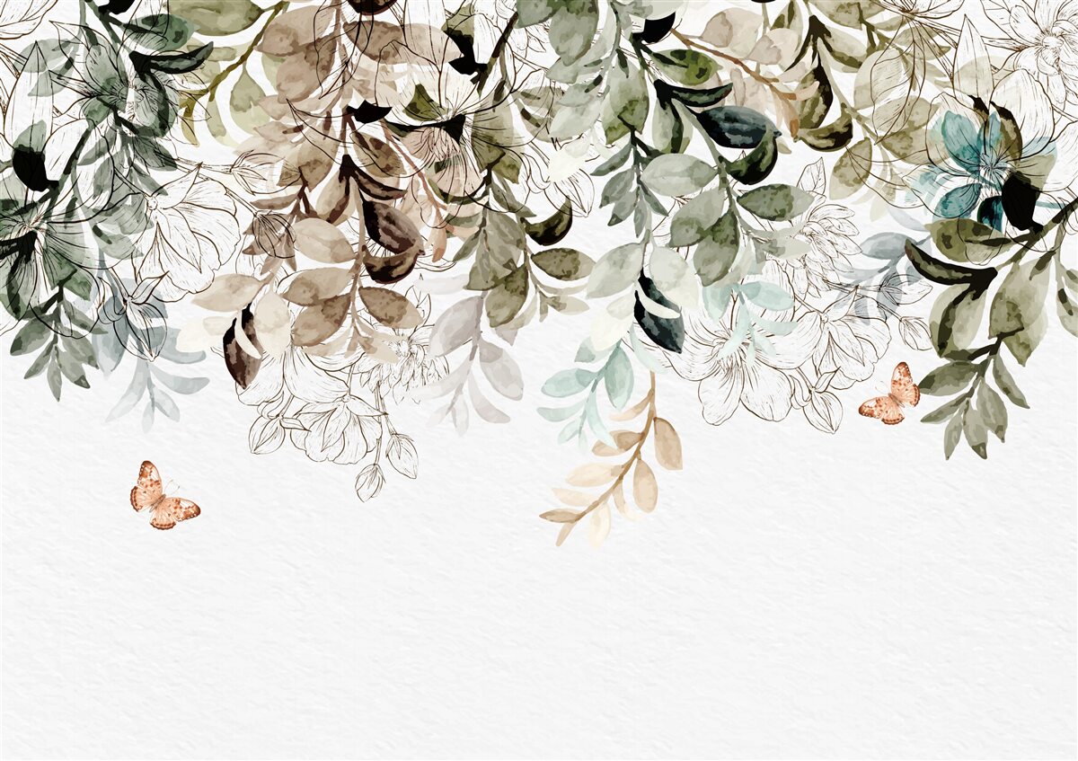 Papier peint les papillons volent sous la couverture dense des feuilles