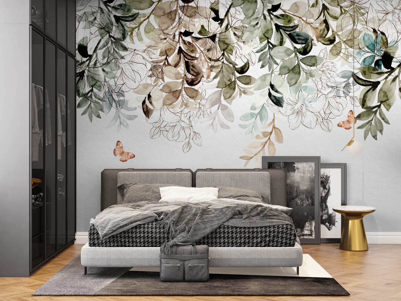 Papier peint les papillons volent sous la couverture dense des feuilles